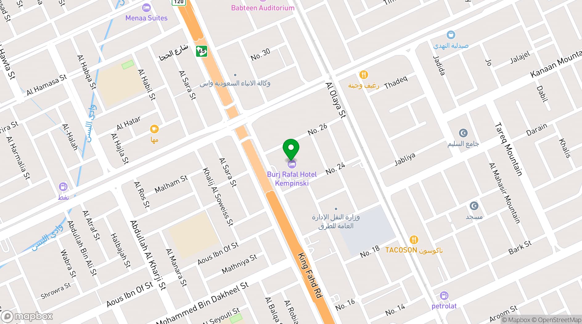 Map showing JW Marriott Hotel Riyadh