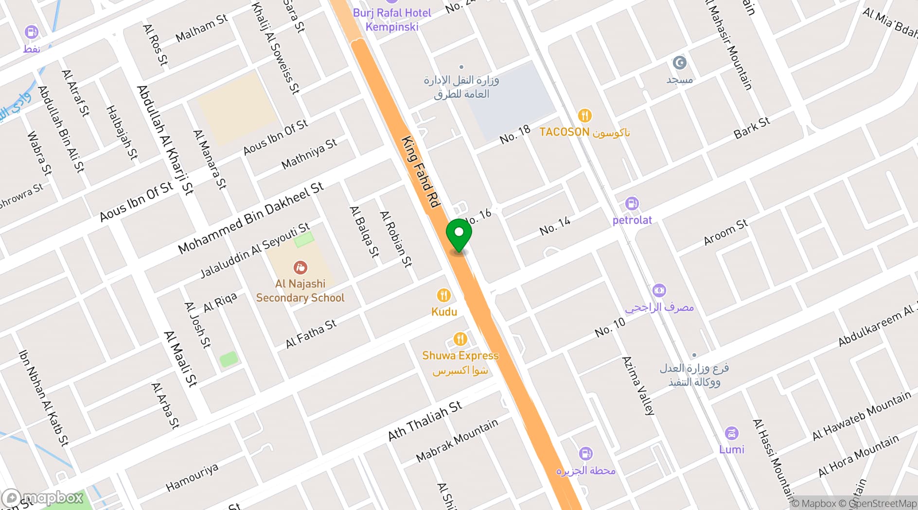 Map showing JW Marriott Riyadh