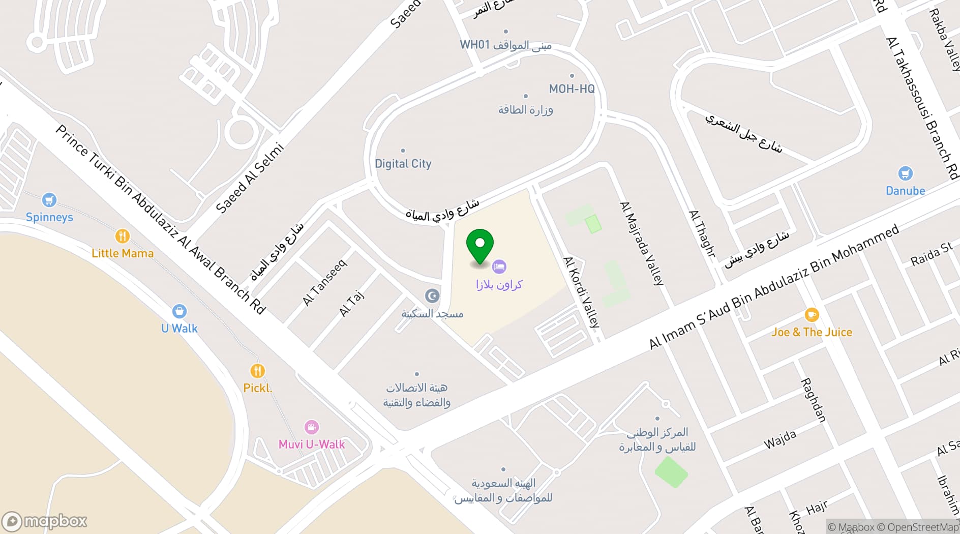 Map showing Crowne Plaza Riyadh Al Waha