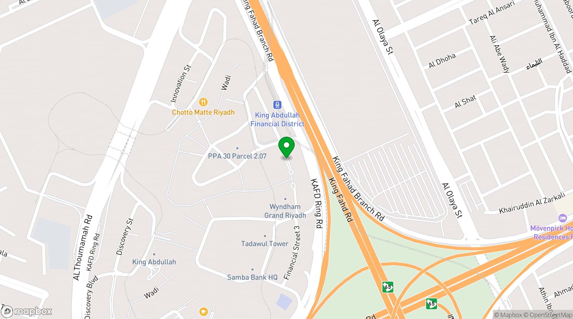 Map showing KAFD