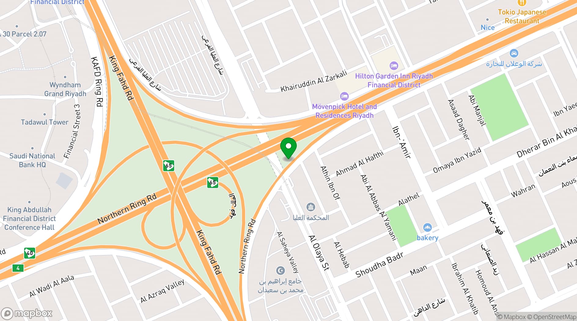 Map showing Courtyard Riyadh Northern Ring Road