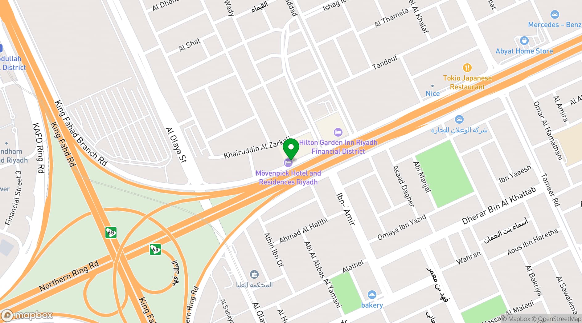 Map showing Mövenpick Hotel and Residences Riyadh