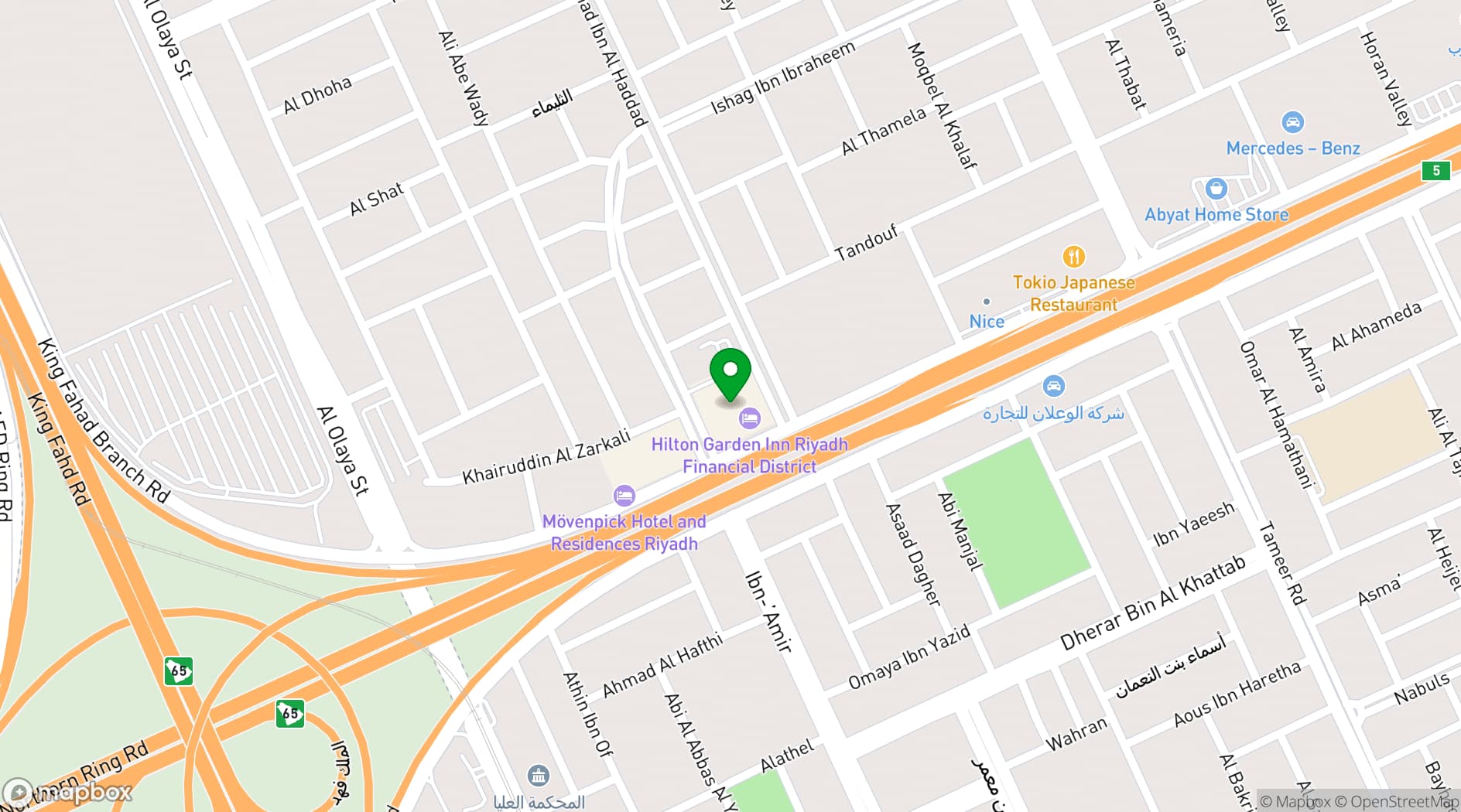 Map showing DoubleTree by Hilton Riyadh Financial District Hotel & Suites