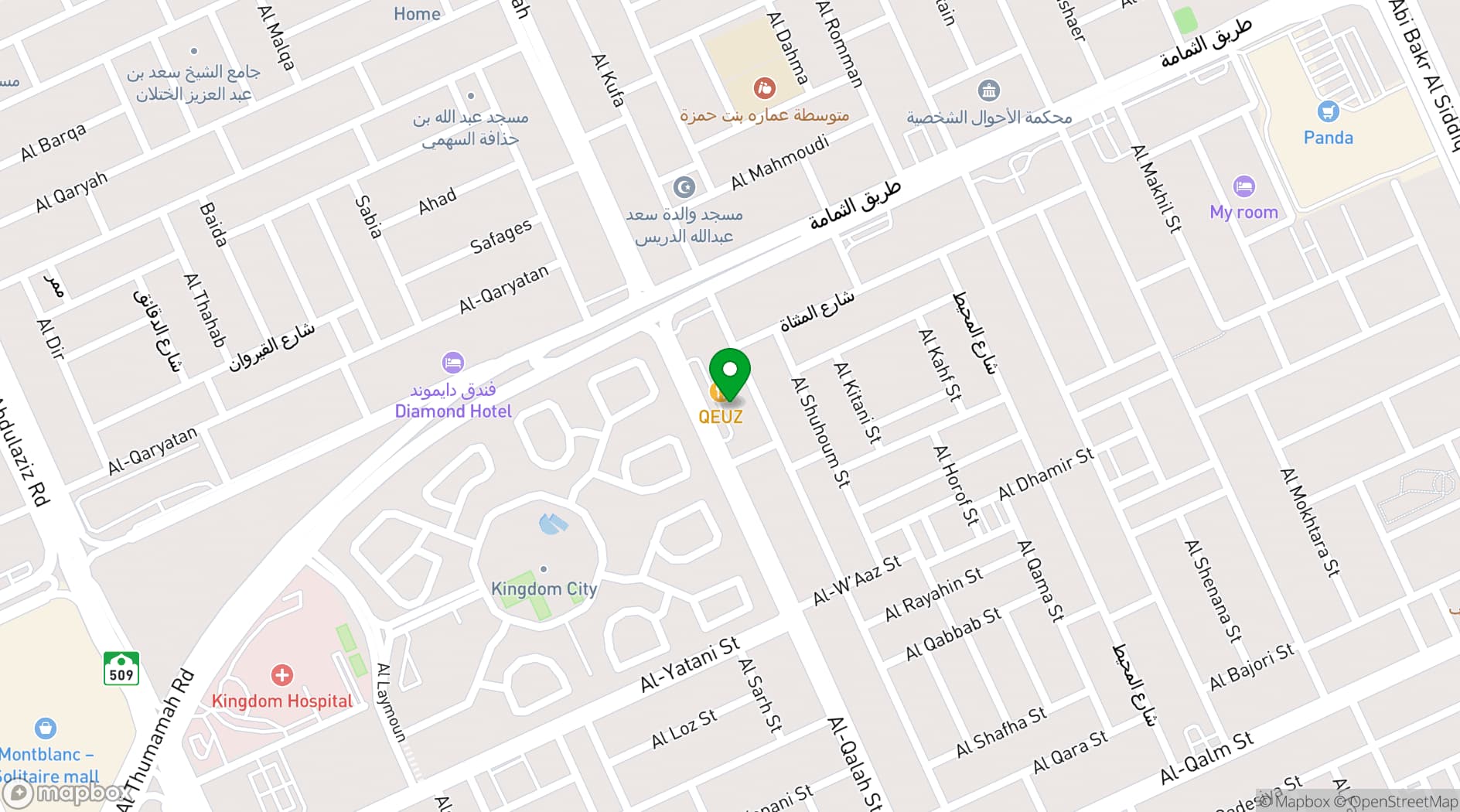 Map showing QEUZ