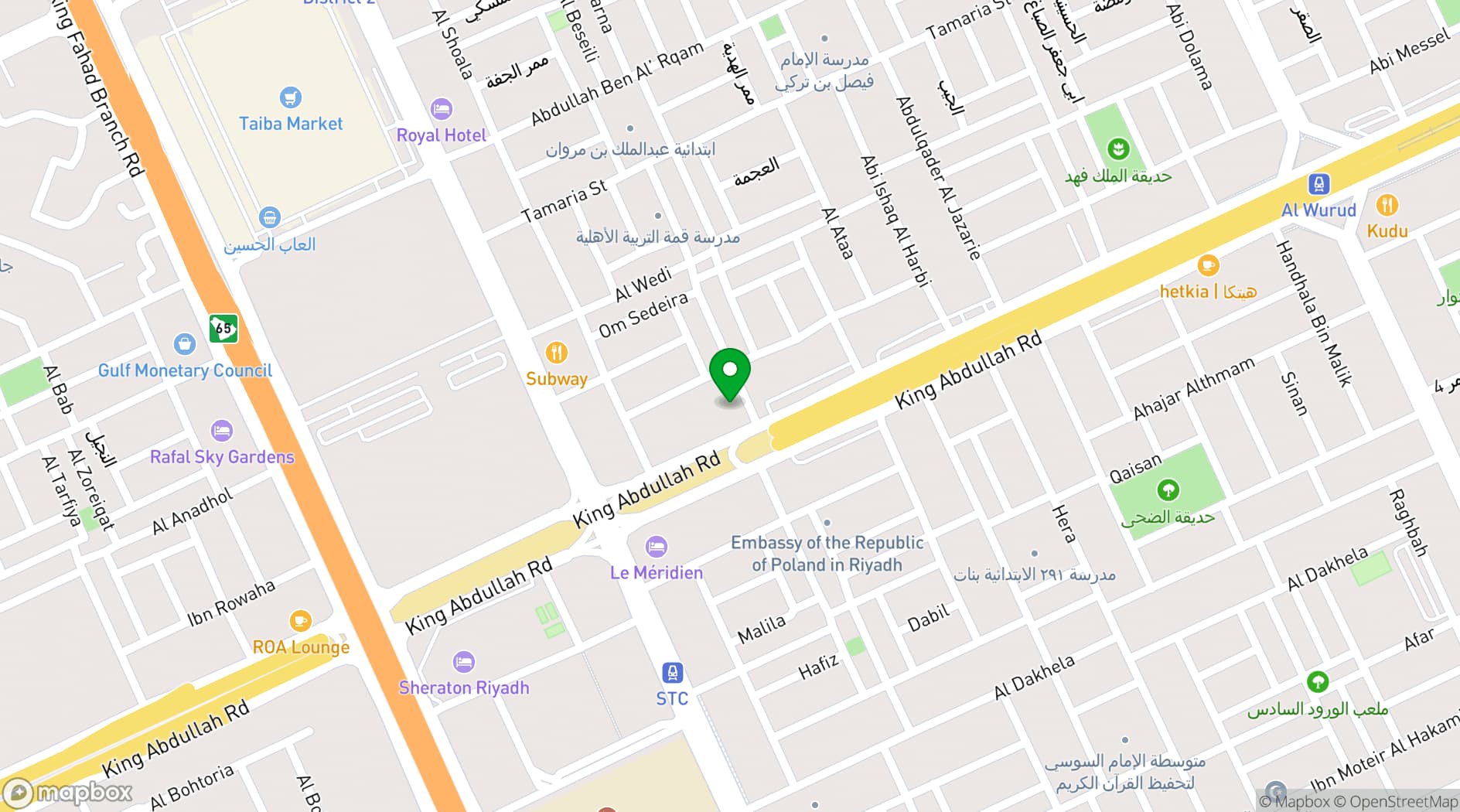 Map showing Al Hamra Palace by Warwick - Riyadh