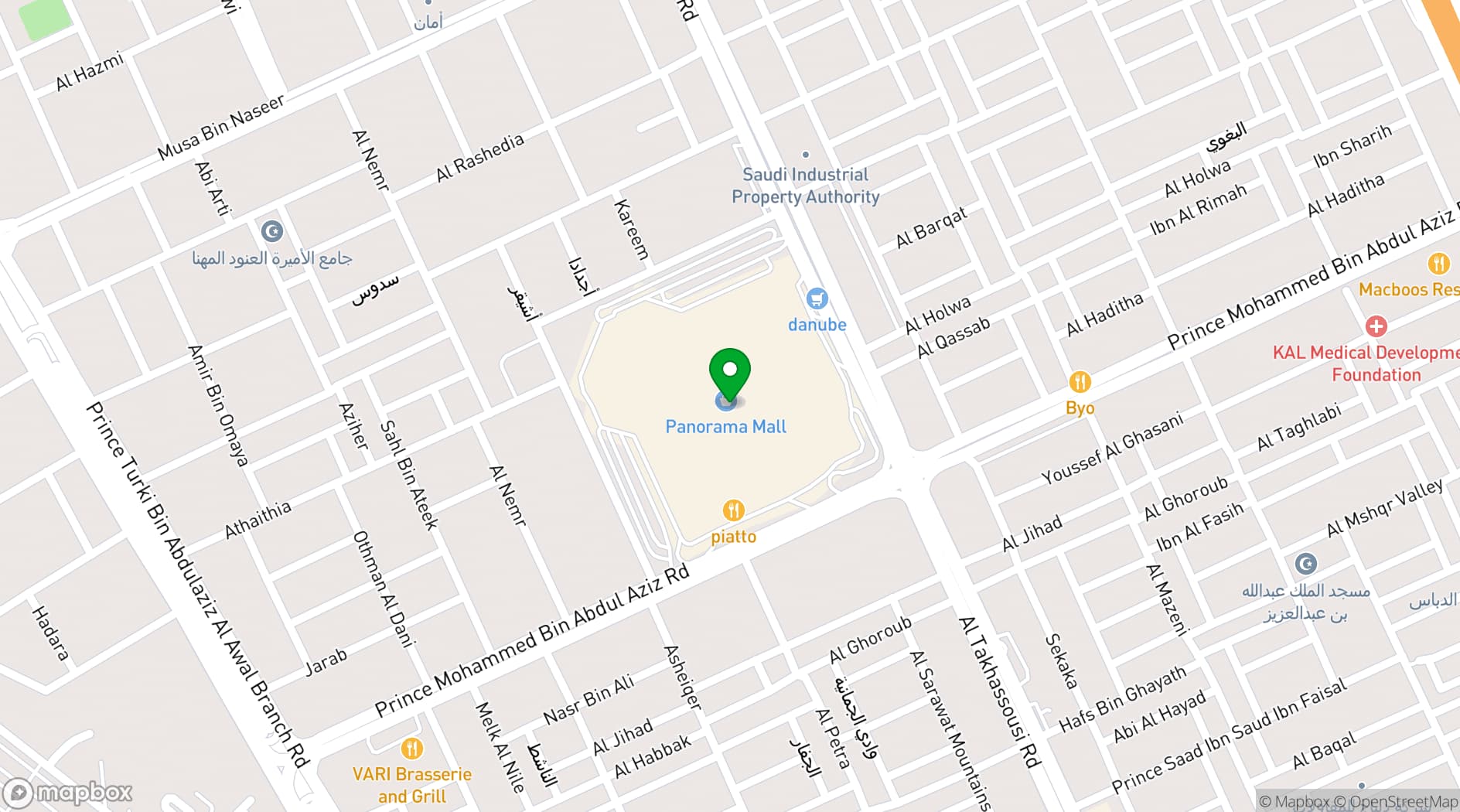 Map showing Panorama Mall