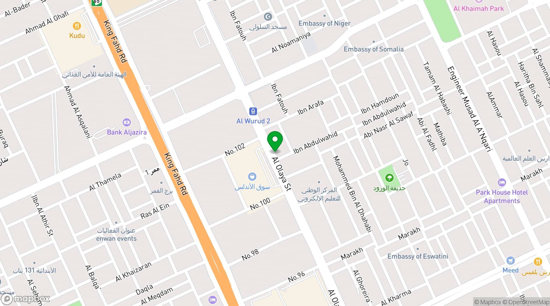Map showing Riyadh International Convention & Exhibition Center