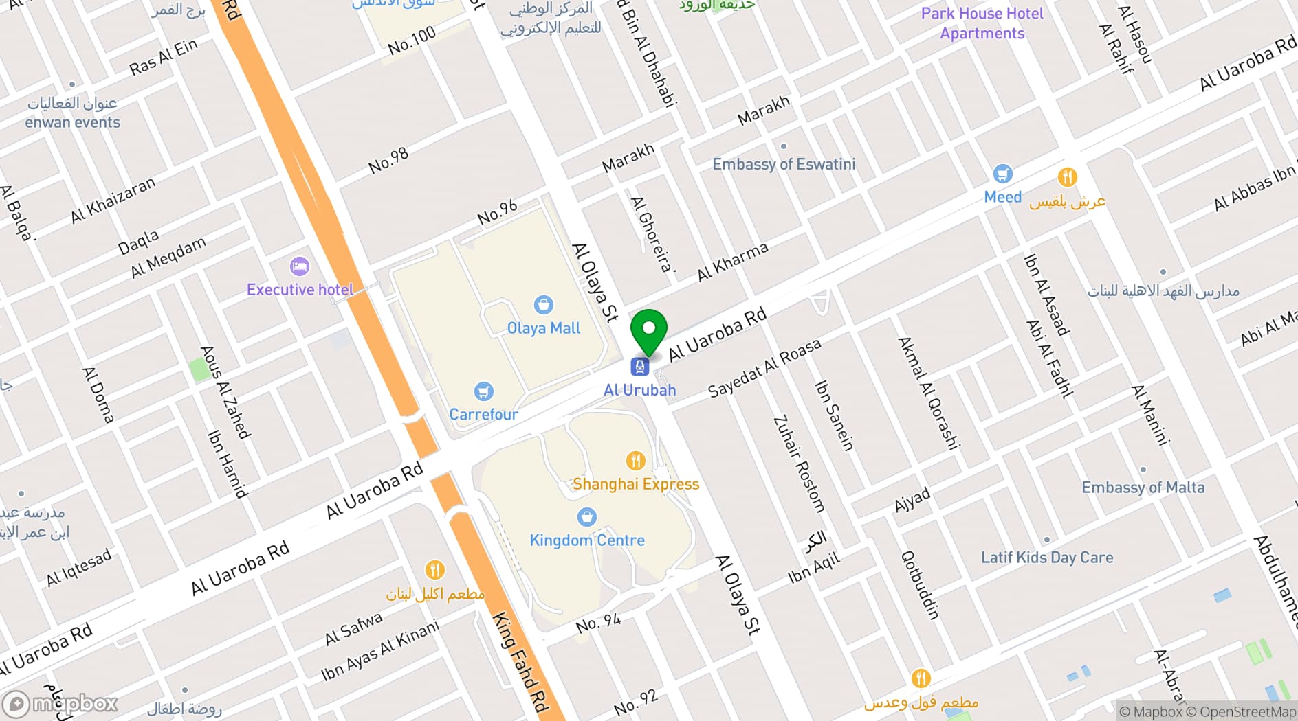 Map showing Riyadh Marriott Hotel