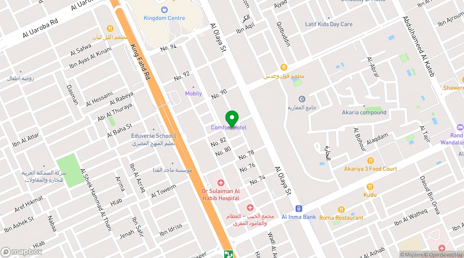 Map showing فندق كانتونال