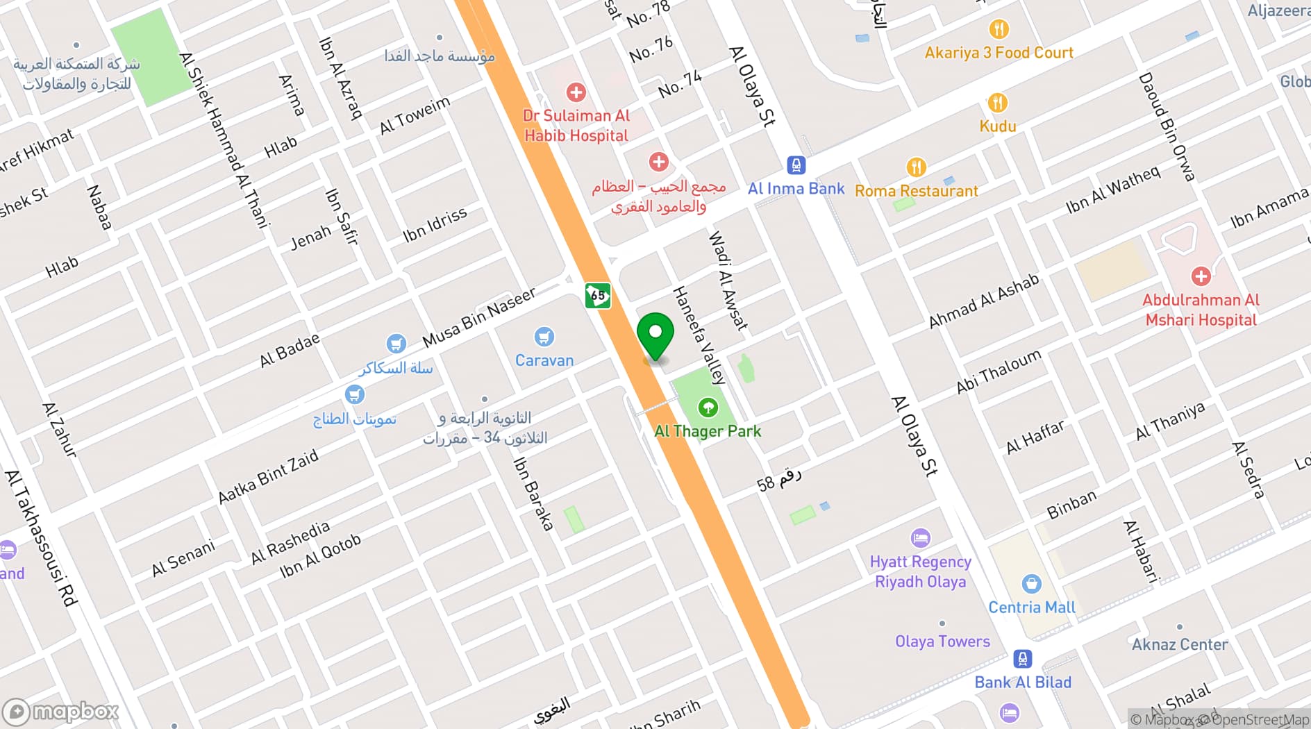 Map showing Spectrums Hotel Riyadh