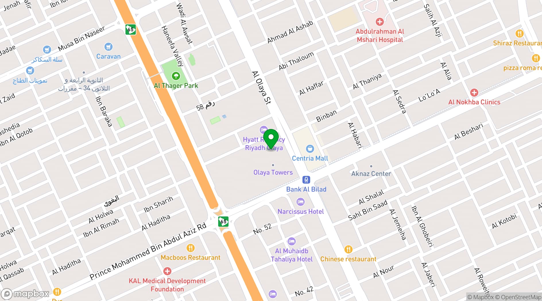 Map showing Olaya Towers