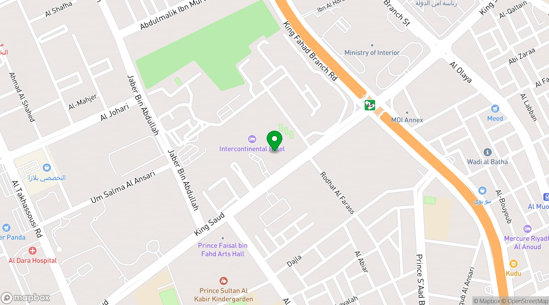 Map showing InterContinental Riyadh