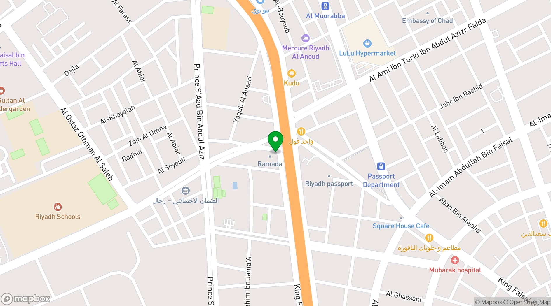 Map showing Ramada by Wyndham Riyadh King Fahd Road