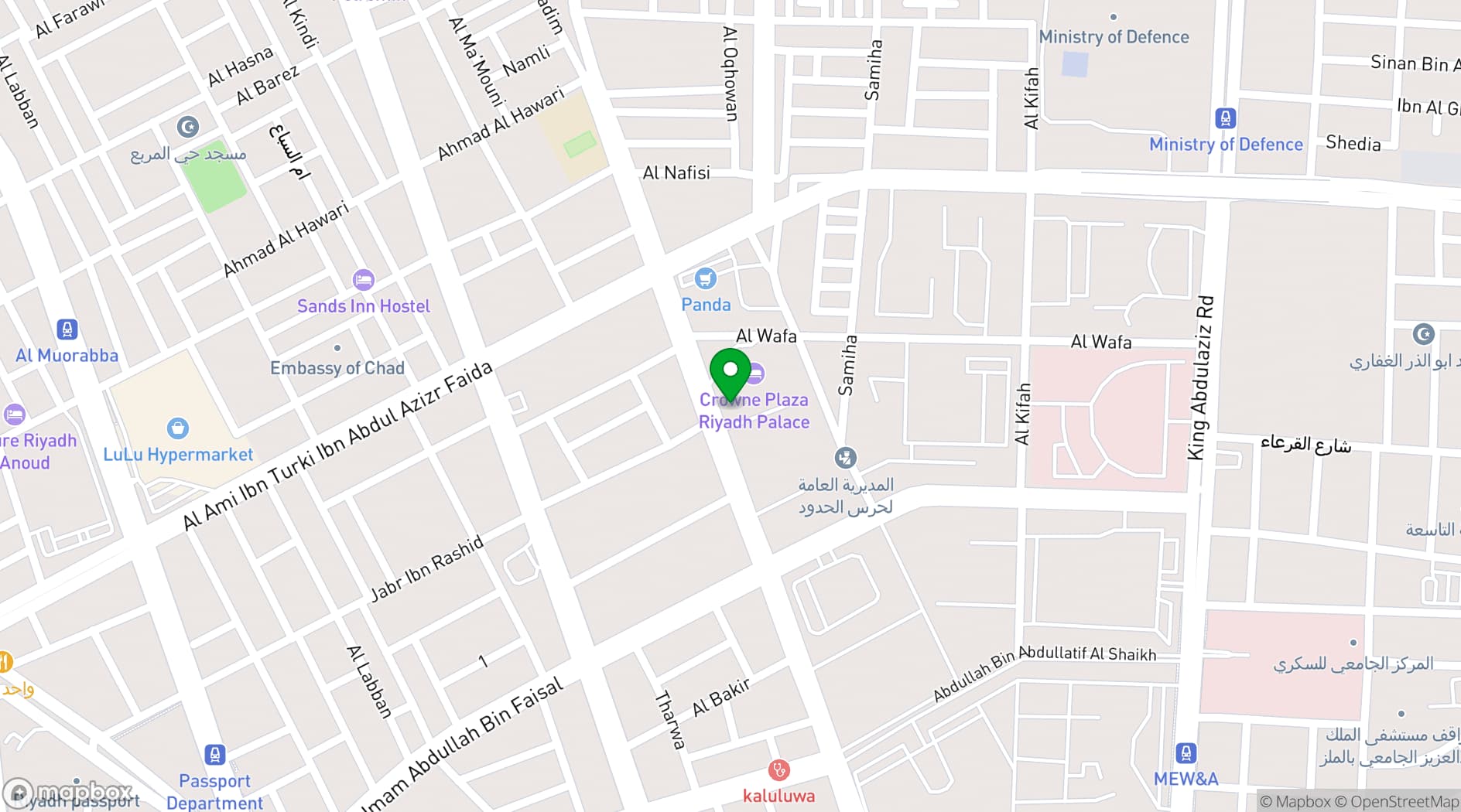 Map showing Crowne Plaza Riyadh Palace