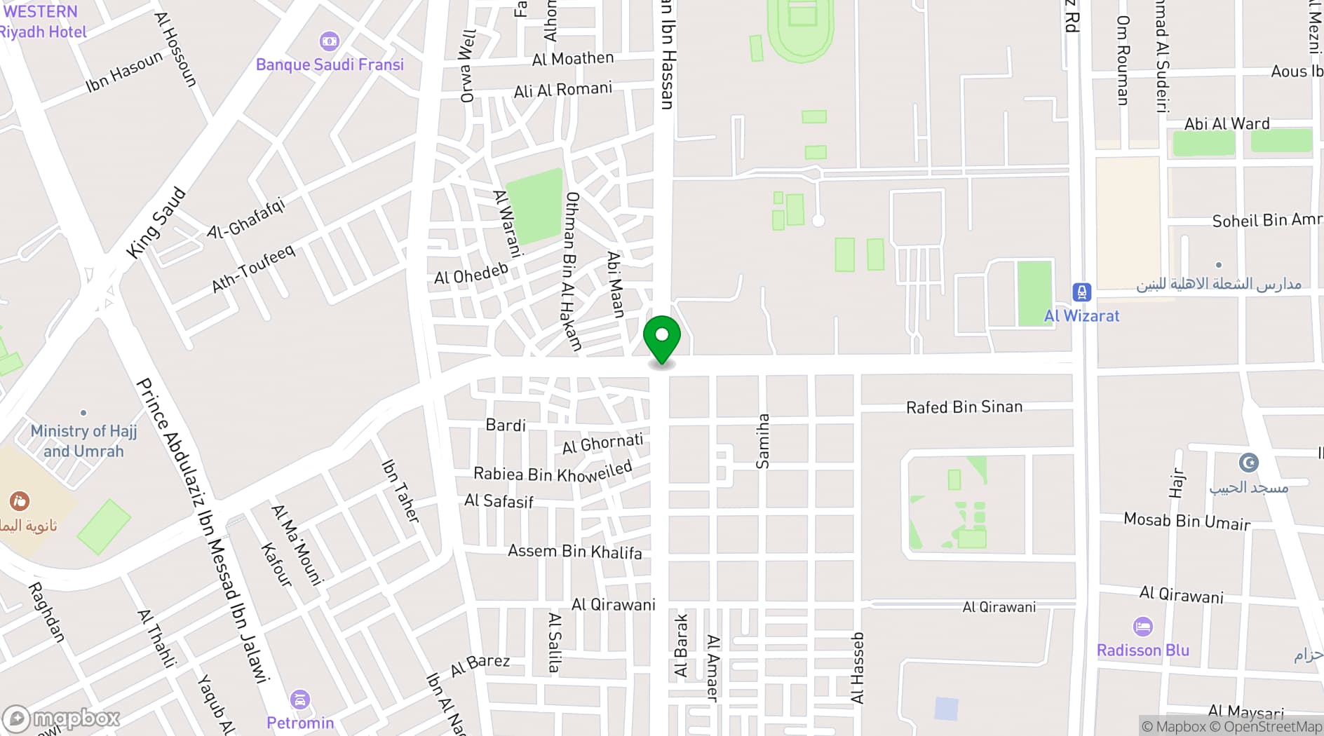 Map showing Crowne Plaza Riyadh Minhal