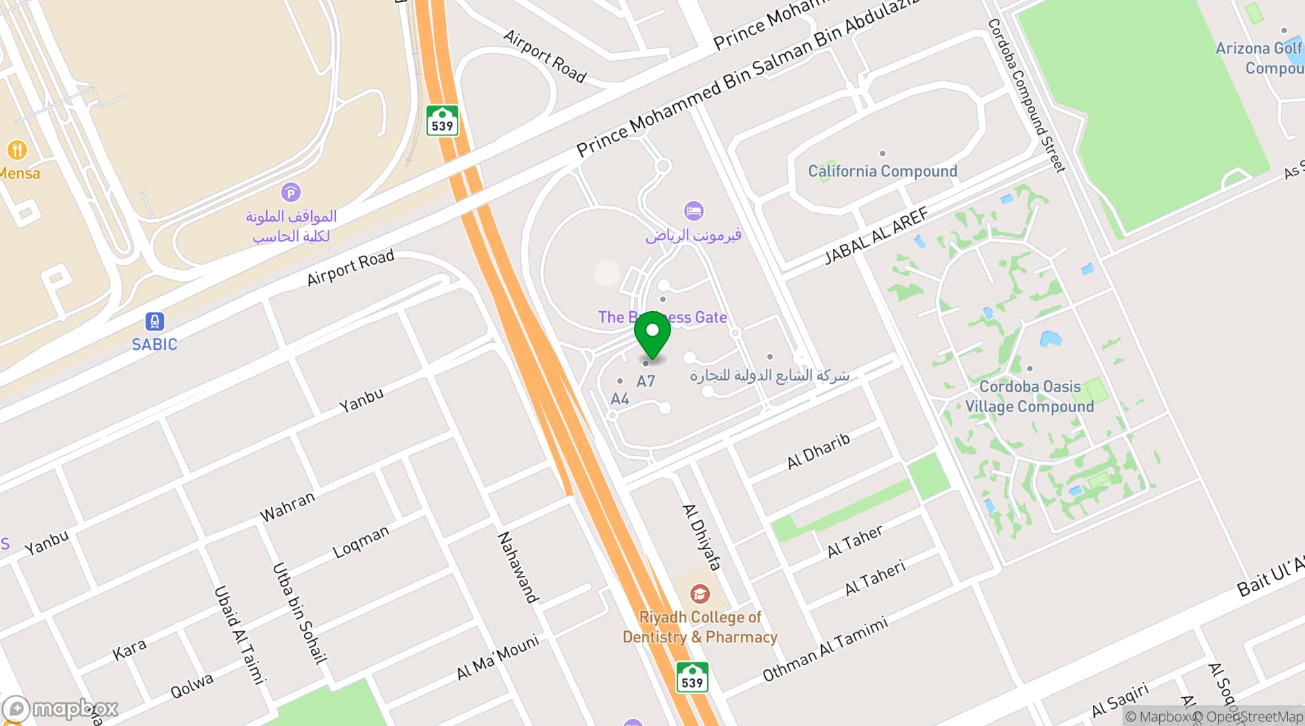 Map showing Fairmont Riyadh