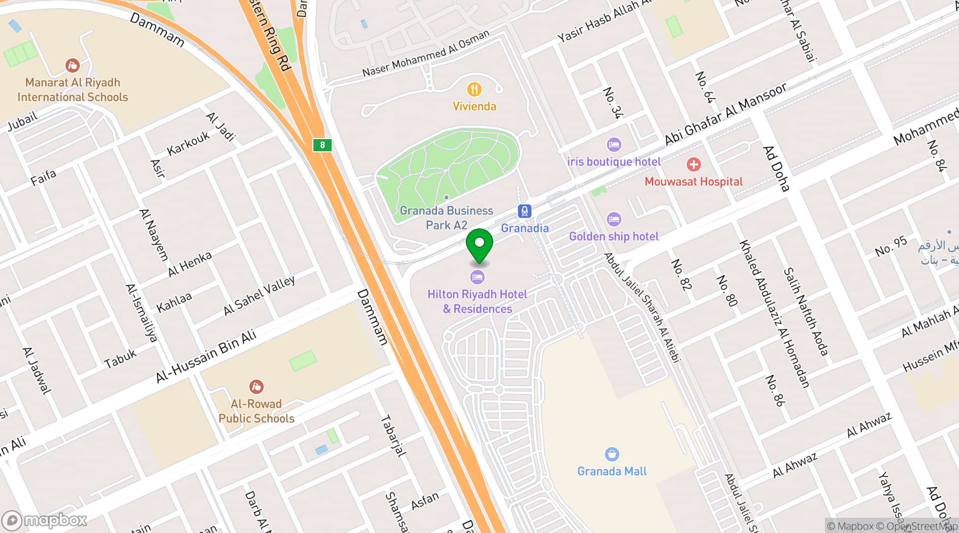 Map showing Hilton Riyadh Hotel & Residences