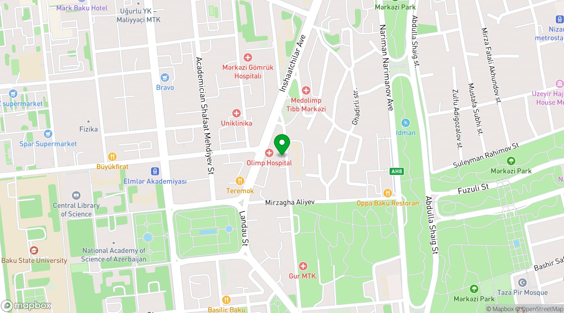 Map showing Mercure Baku City