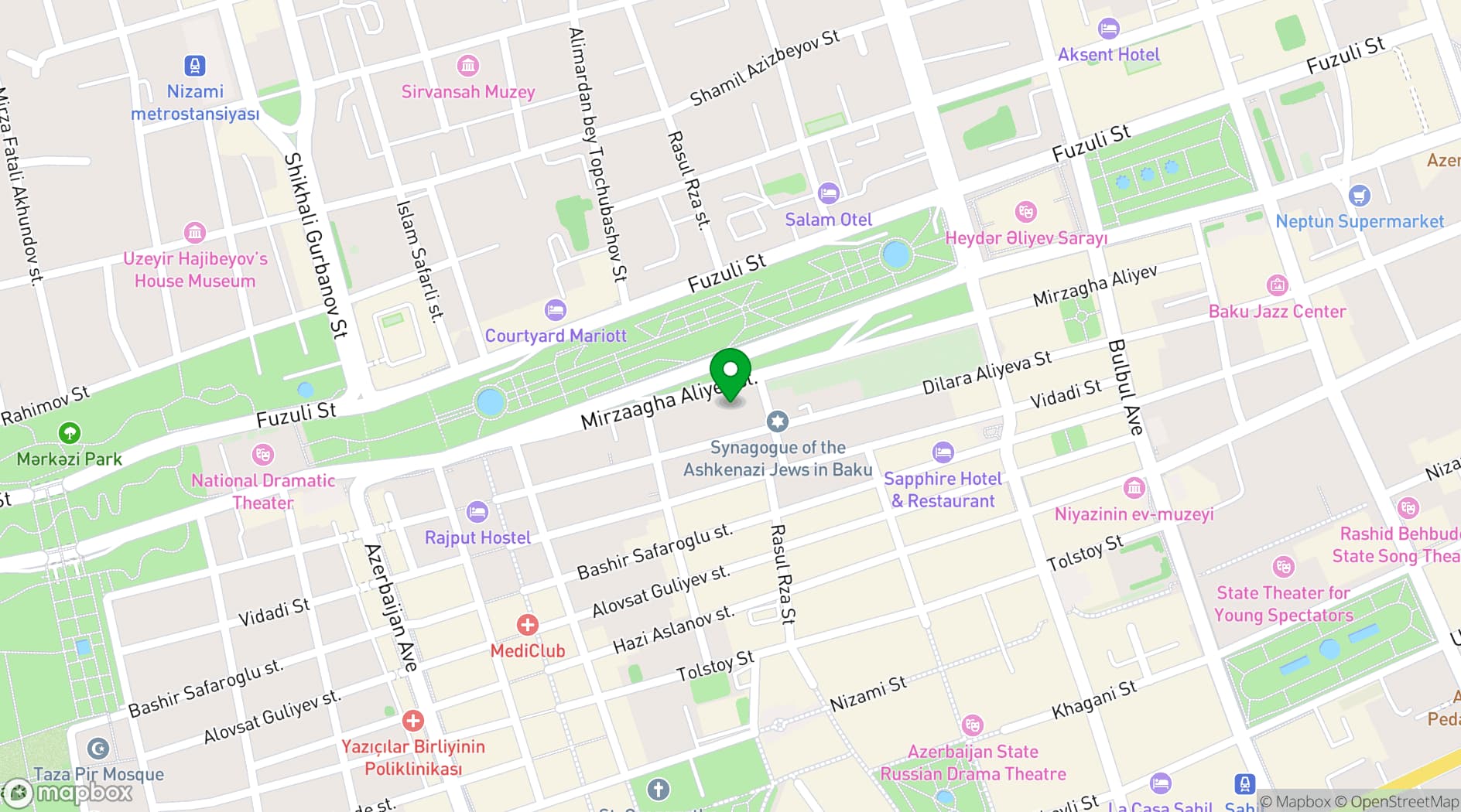 Map showing Mövenpick Winter Park Baku