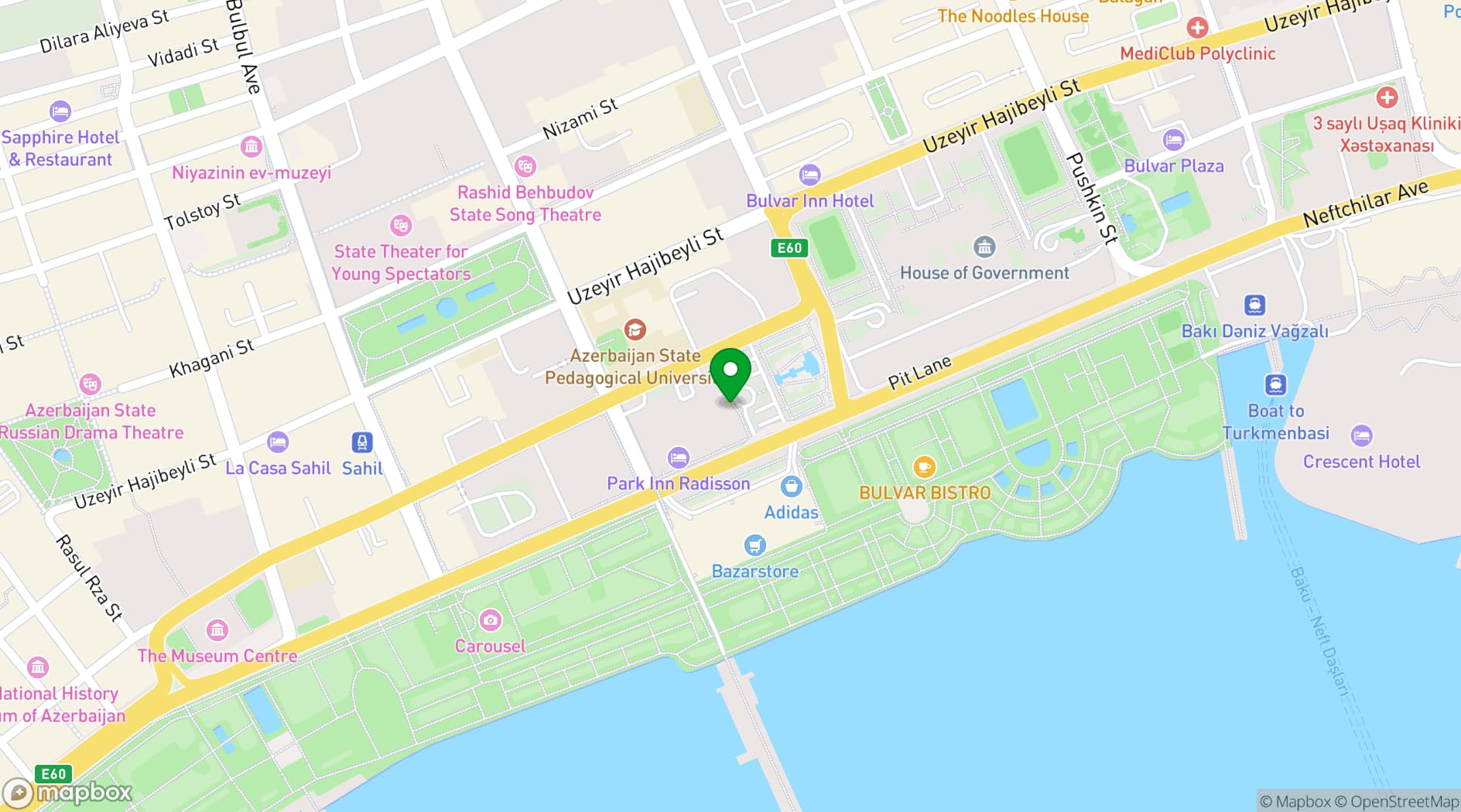 Map showing Hilton Baku
