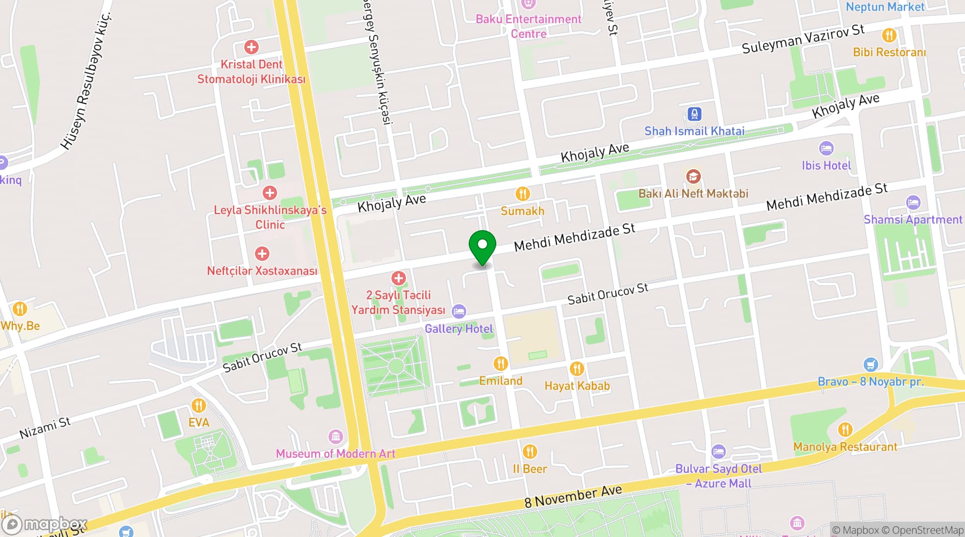Map showing Gallery Lux Hotel Baku
