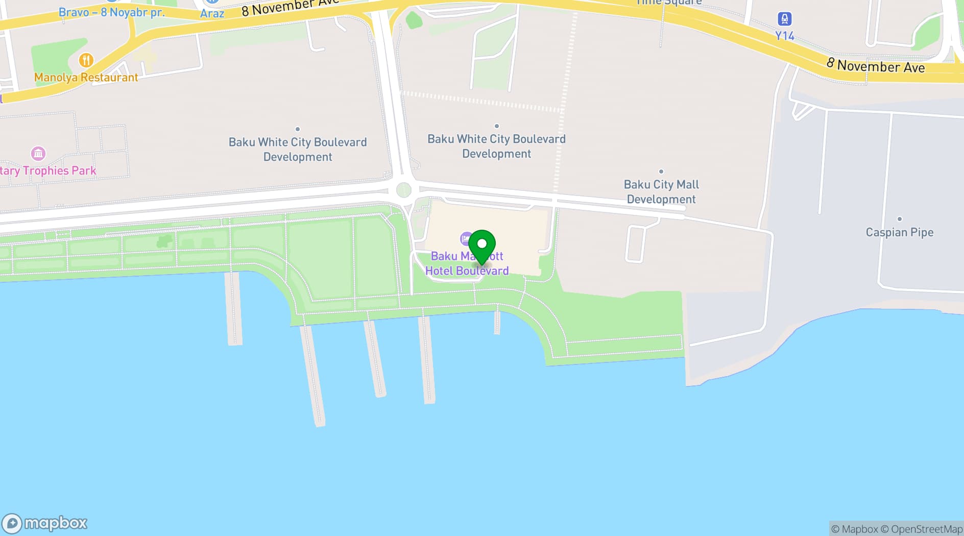 Map showing Baku Marriott Hotel Boulevard