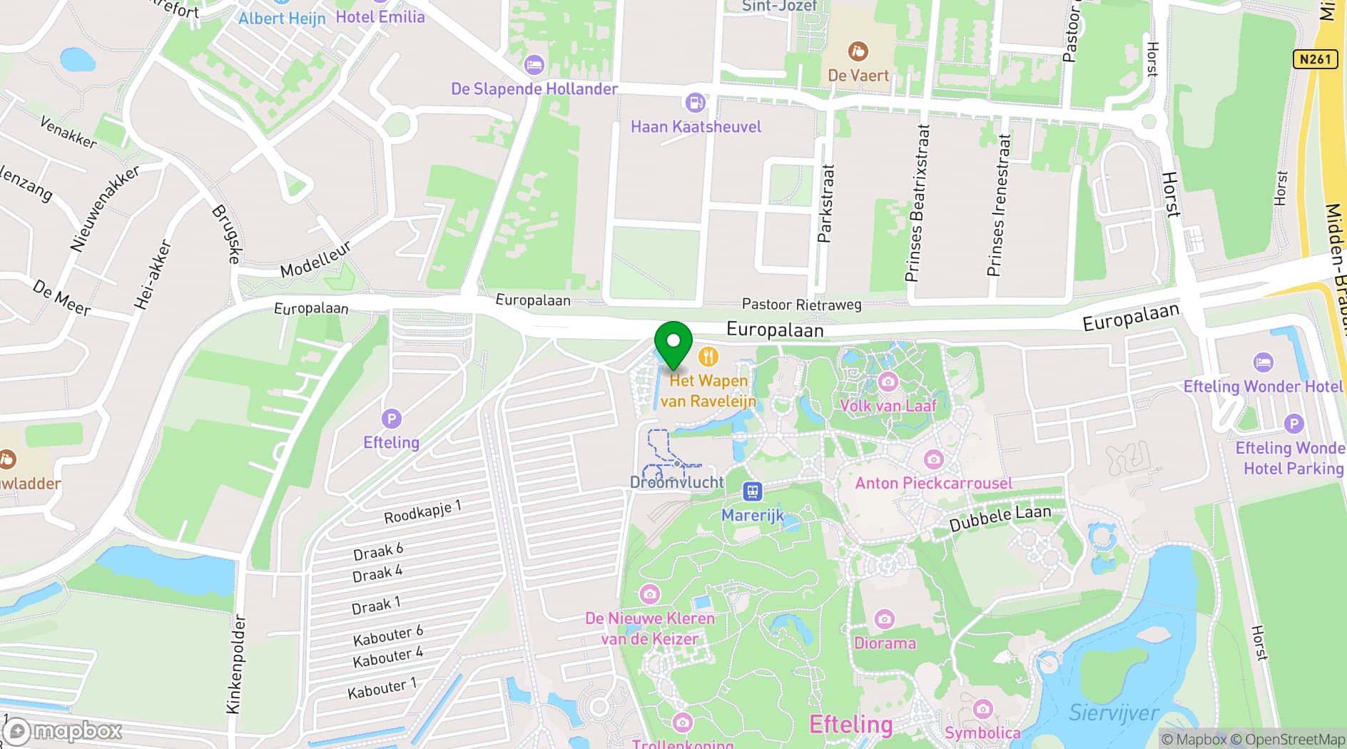 Map showing Efteling Theme Park Resort