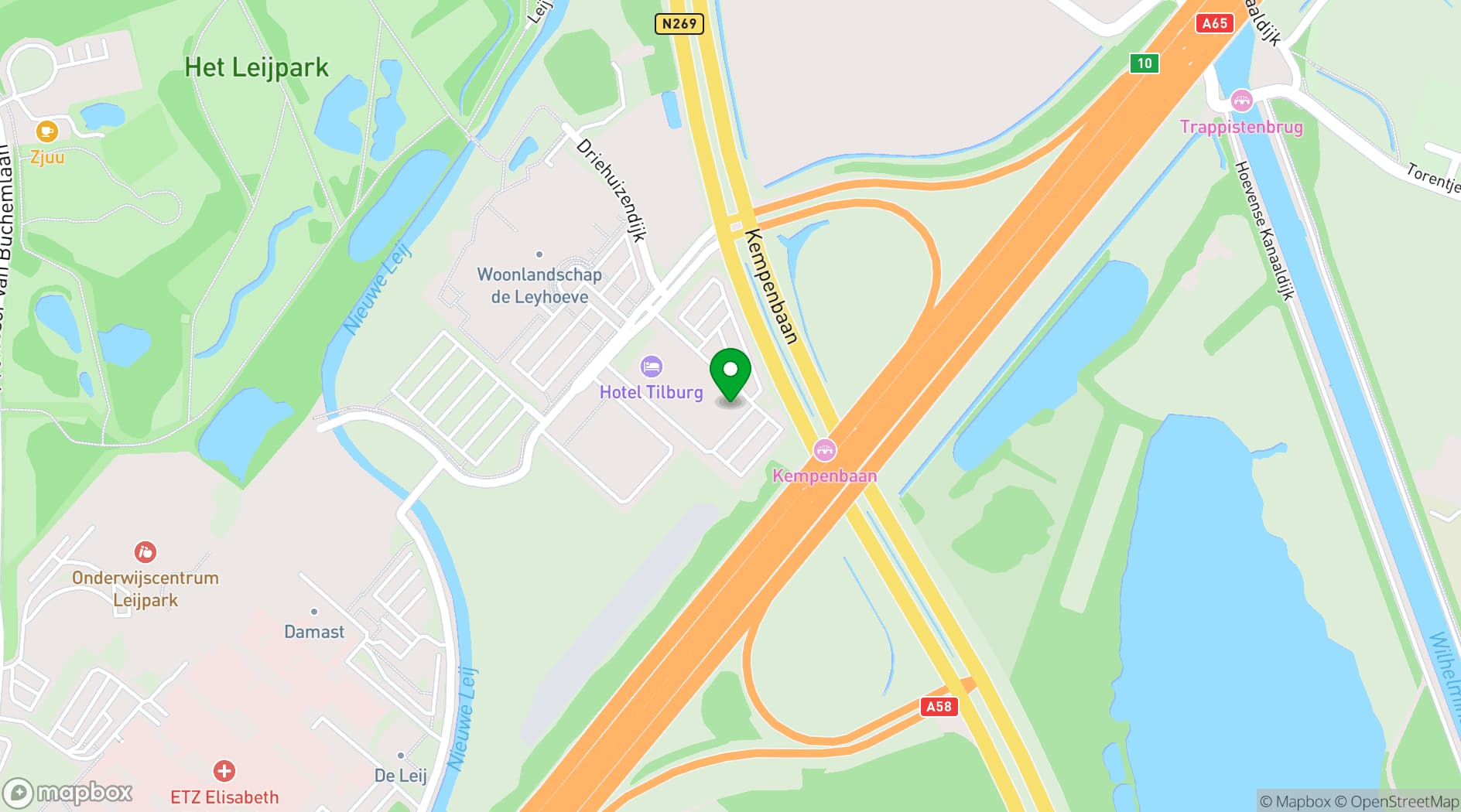 Map showing Van der Valk Hotel Tilburg