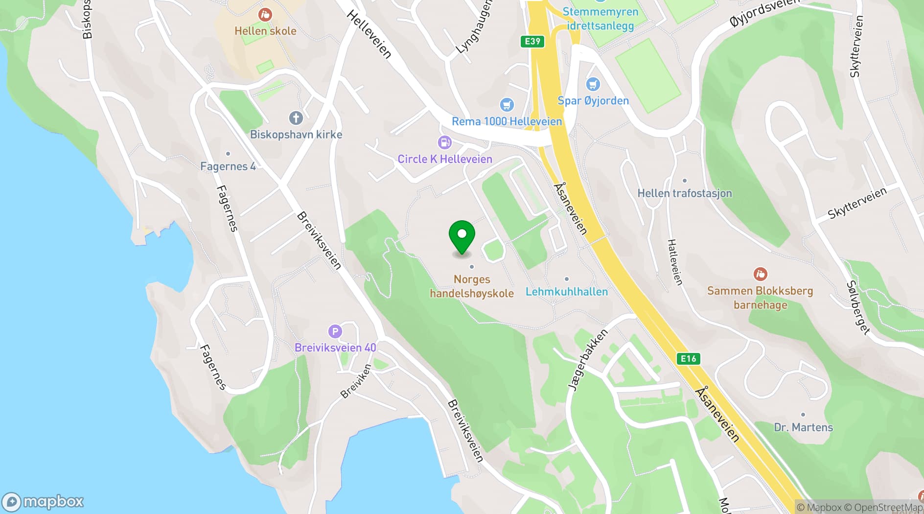 Map showing NHH Norwegian School of Economics