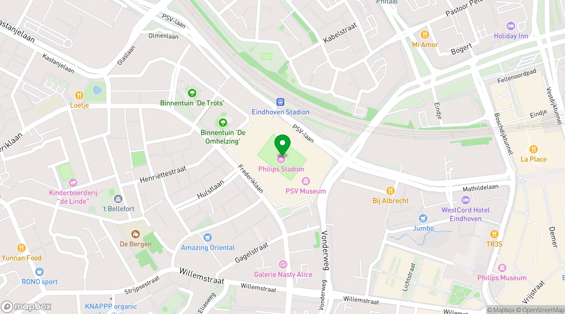 Map showing Philips Stadion