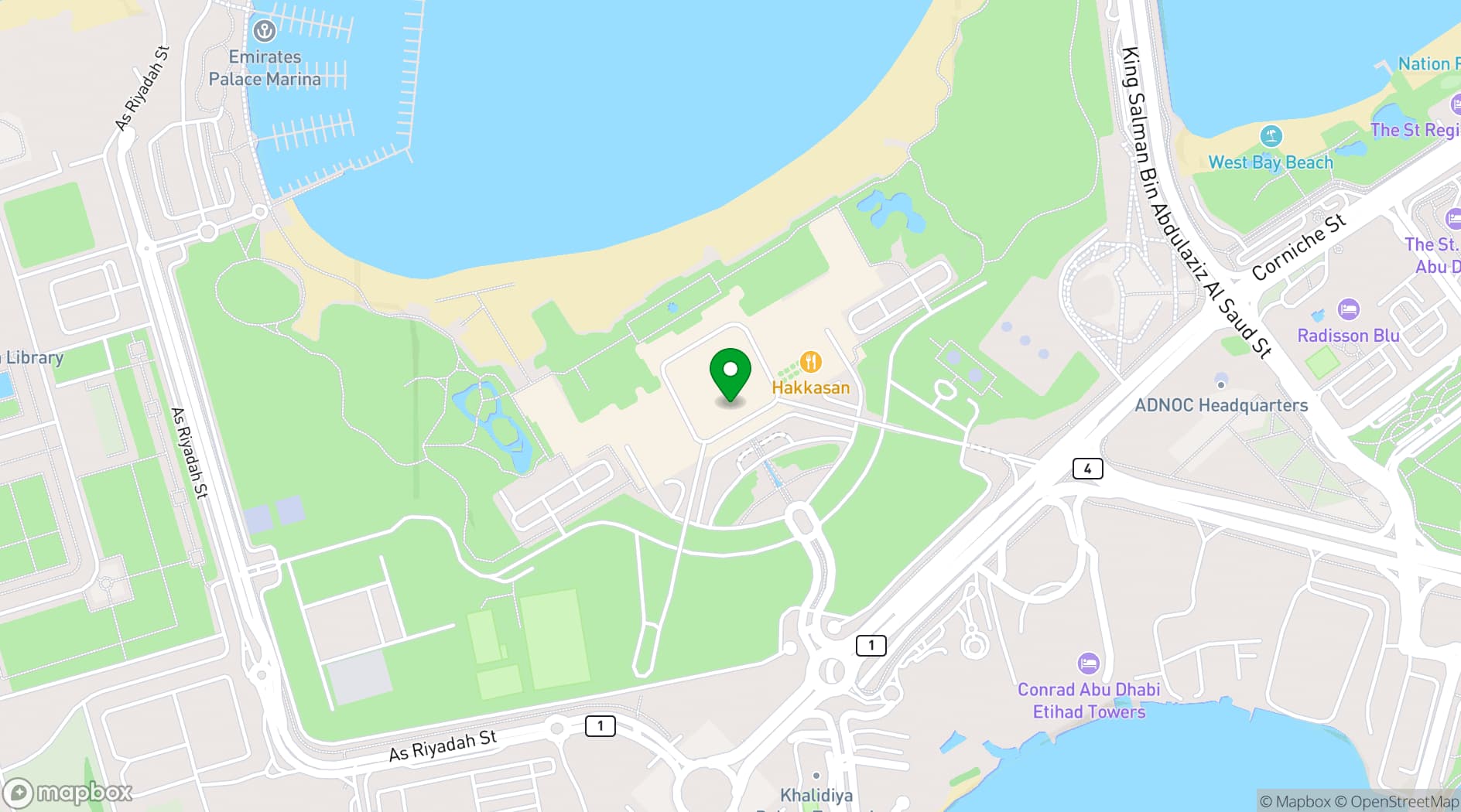 Map showing Grand Hyatt Abu Dhabi Hotel Emirates
