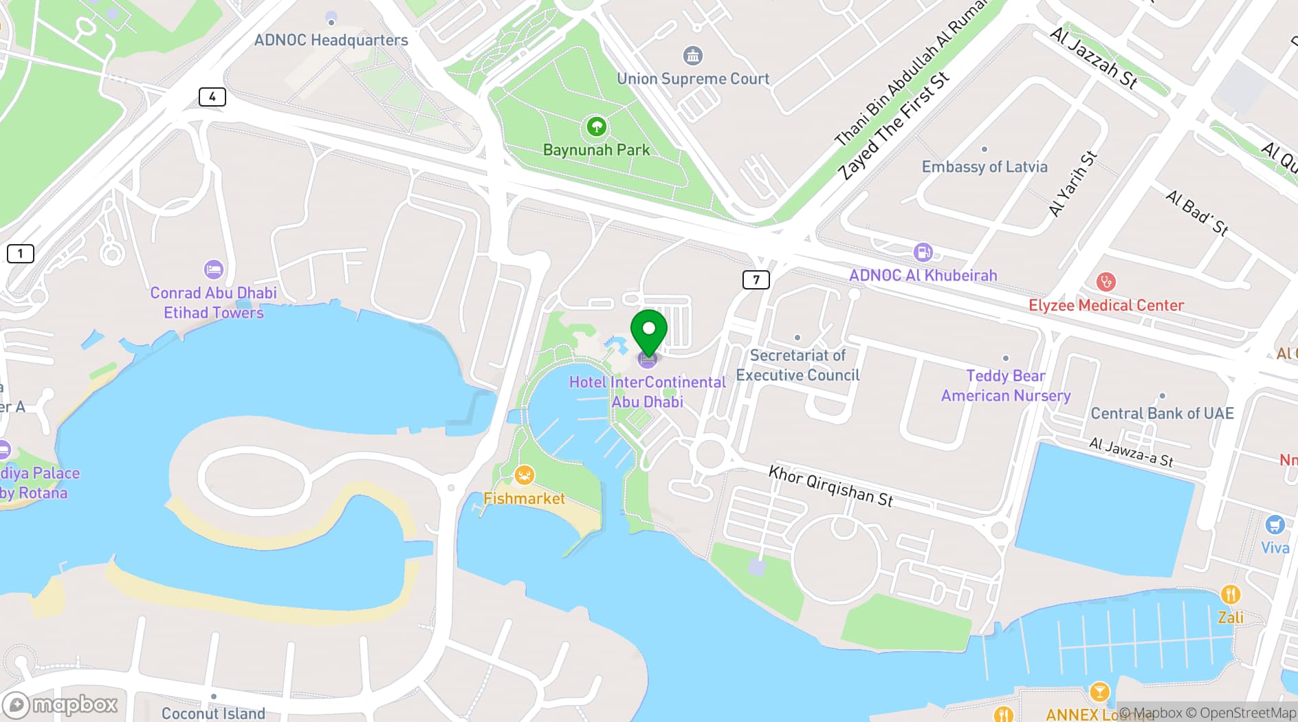 Map showing InterContinental Abu Dhabi