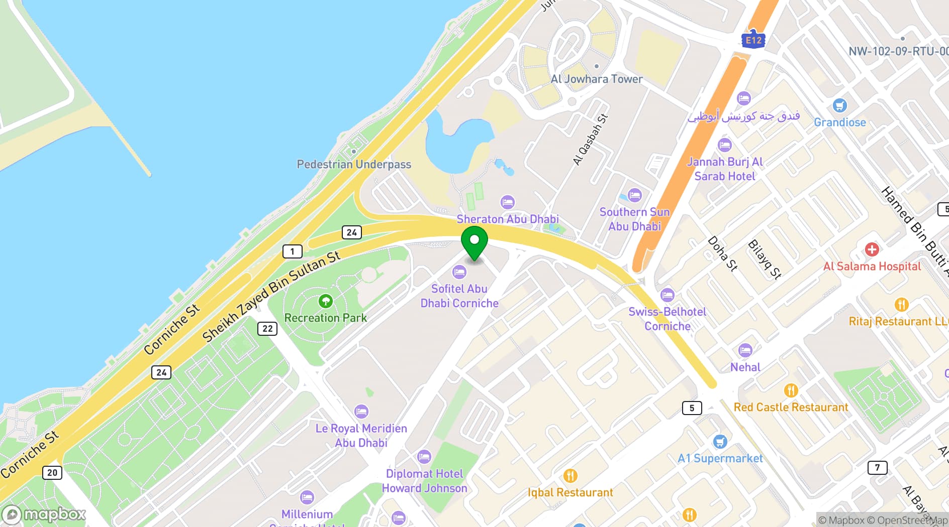 Map showing Sofitel Abu Dhabi Corniche
