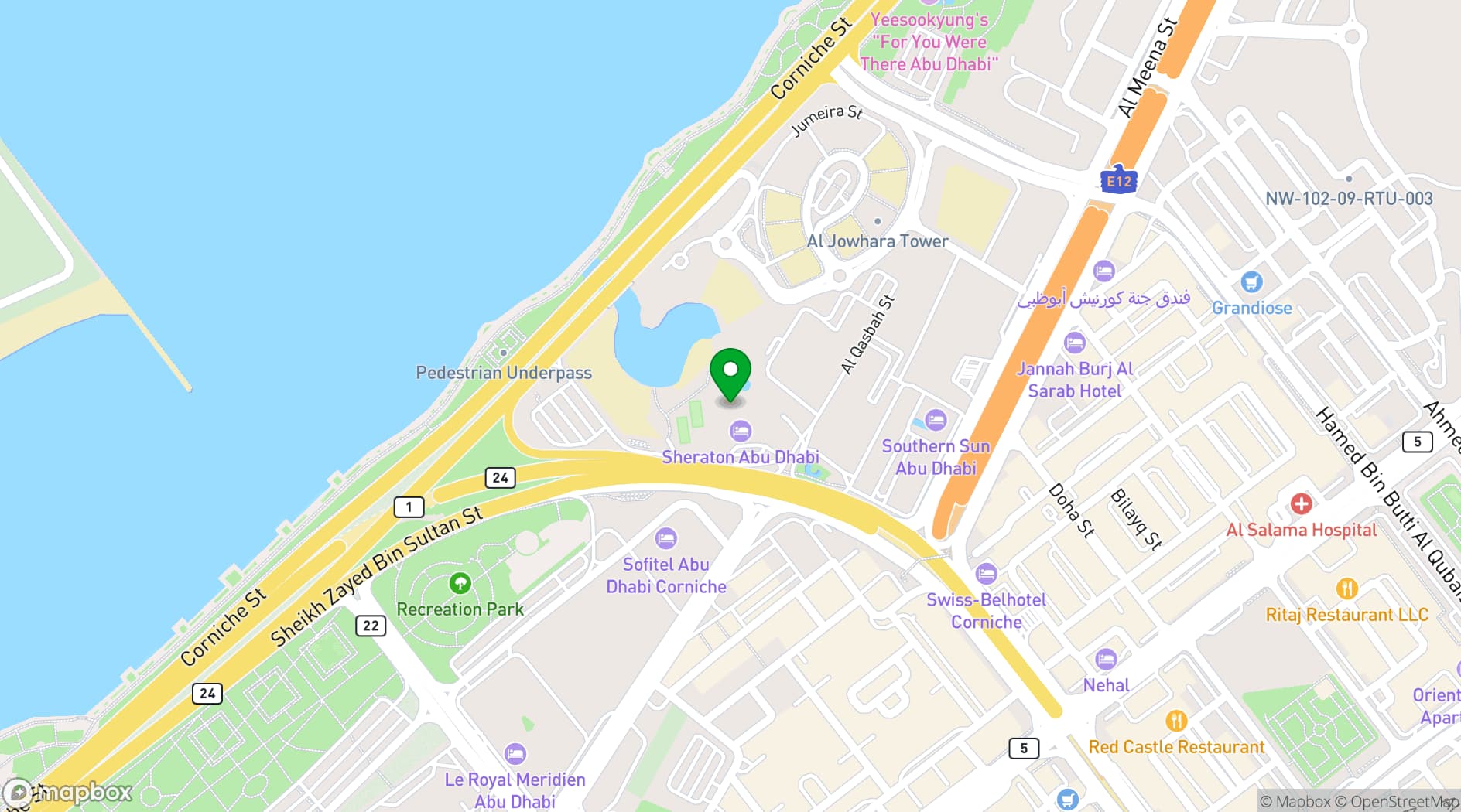 Map showing Sheraton Abu Dhabi Hotel & Resort