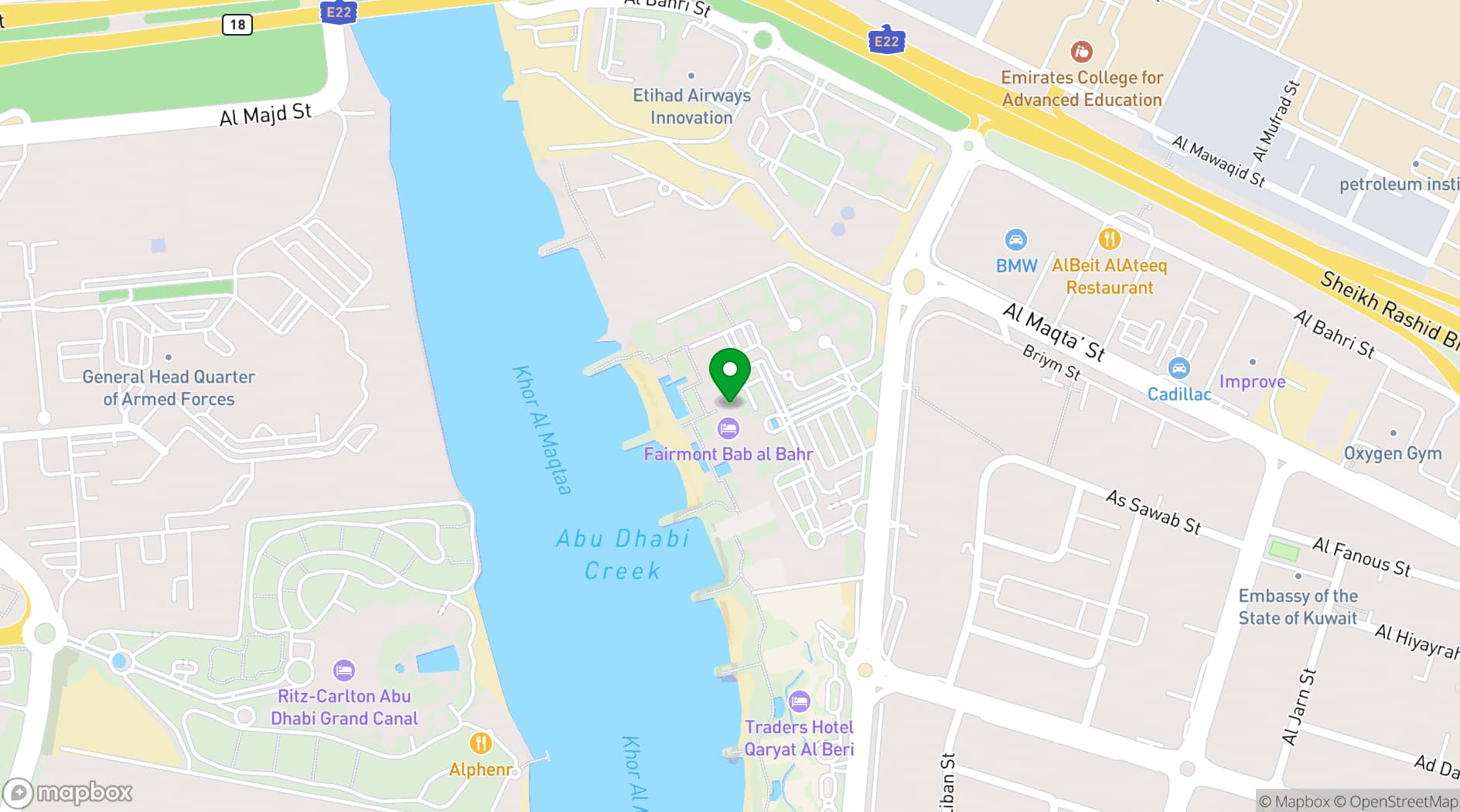 Map showing Fairmont Bab Al Bahr