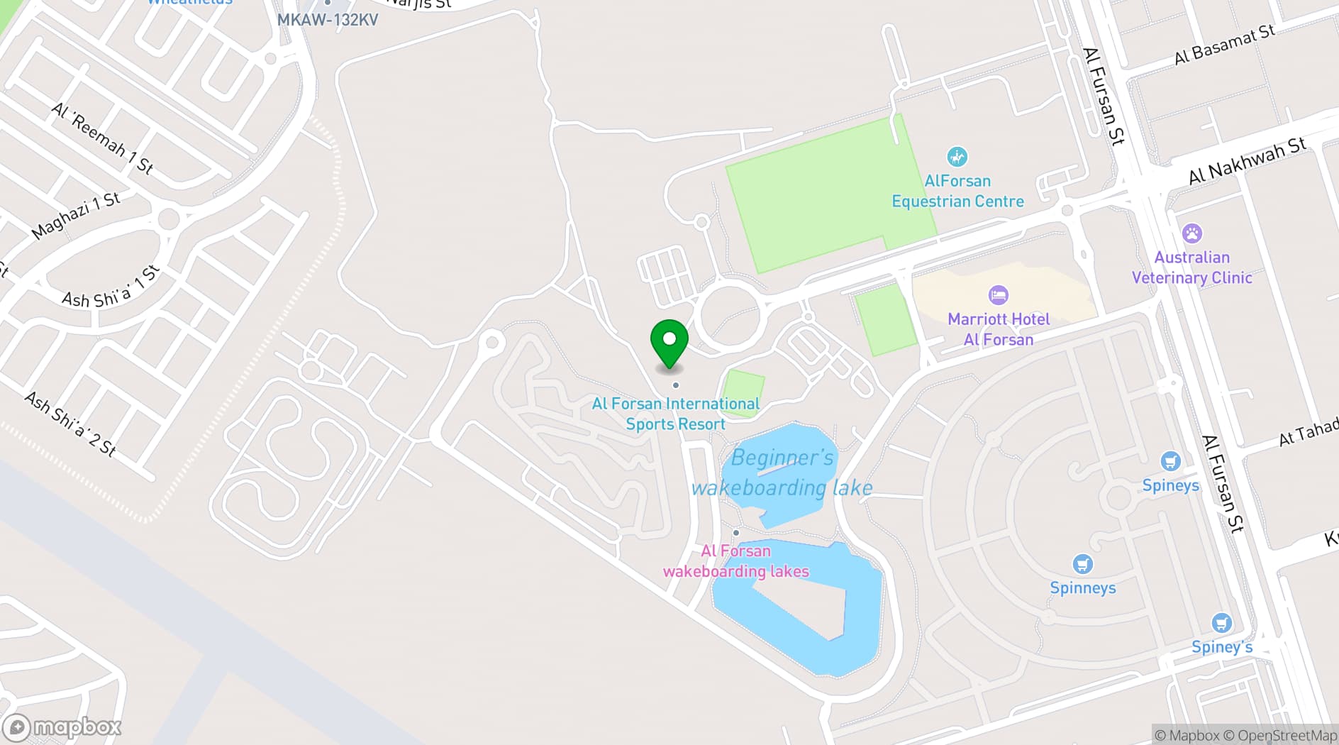 Map showing Al Forsan International Sports Resort