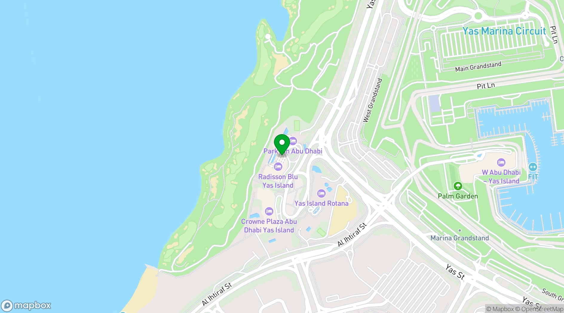 Map showing Radisson Blu Hotel, Dubai Media City