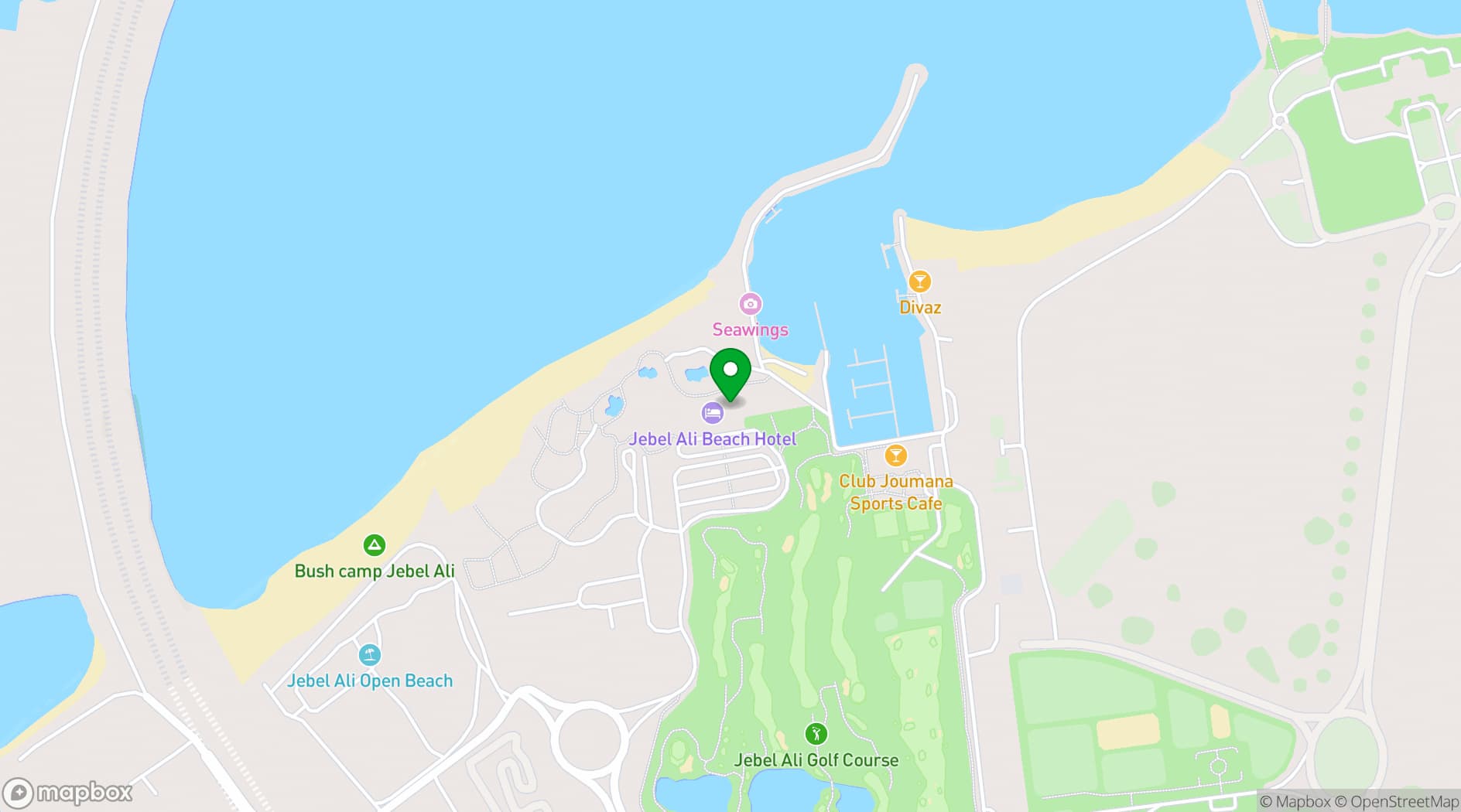 Map showing JA Beach Hotel