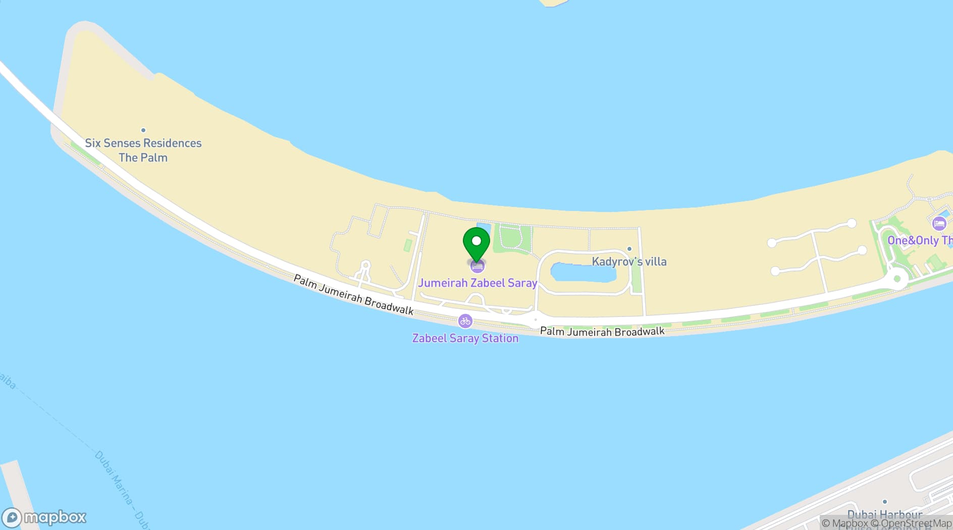 Map showing Jumeirah Zabeel Saray