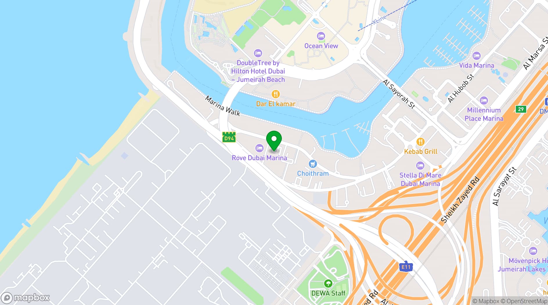Map showing The First Collection Marina