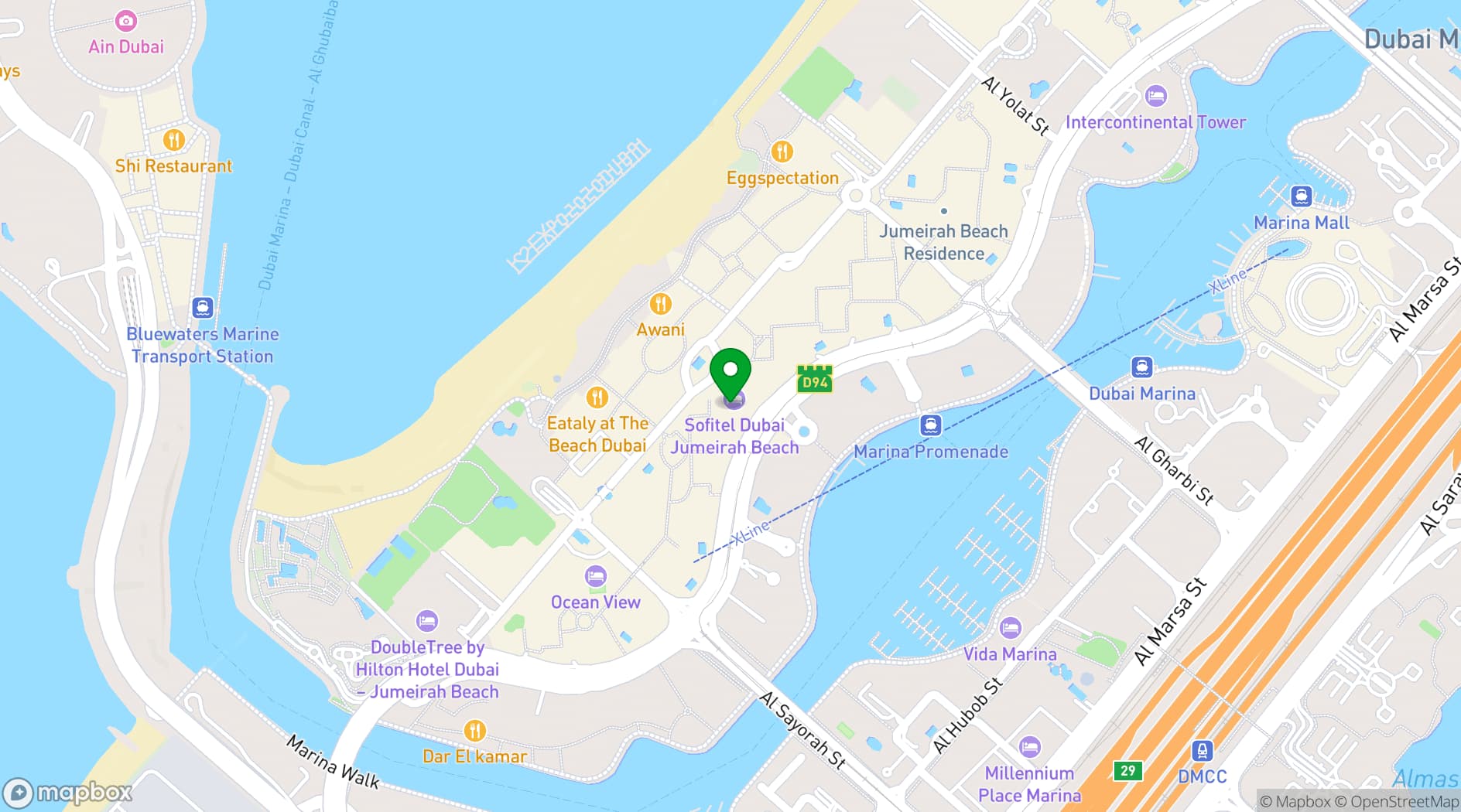 Map showing Sofitel Dubai Jumeirah Beach