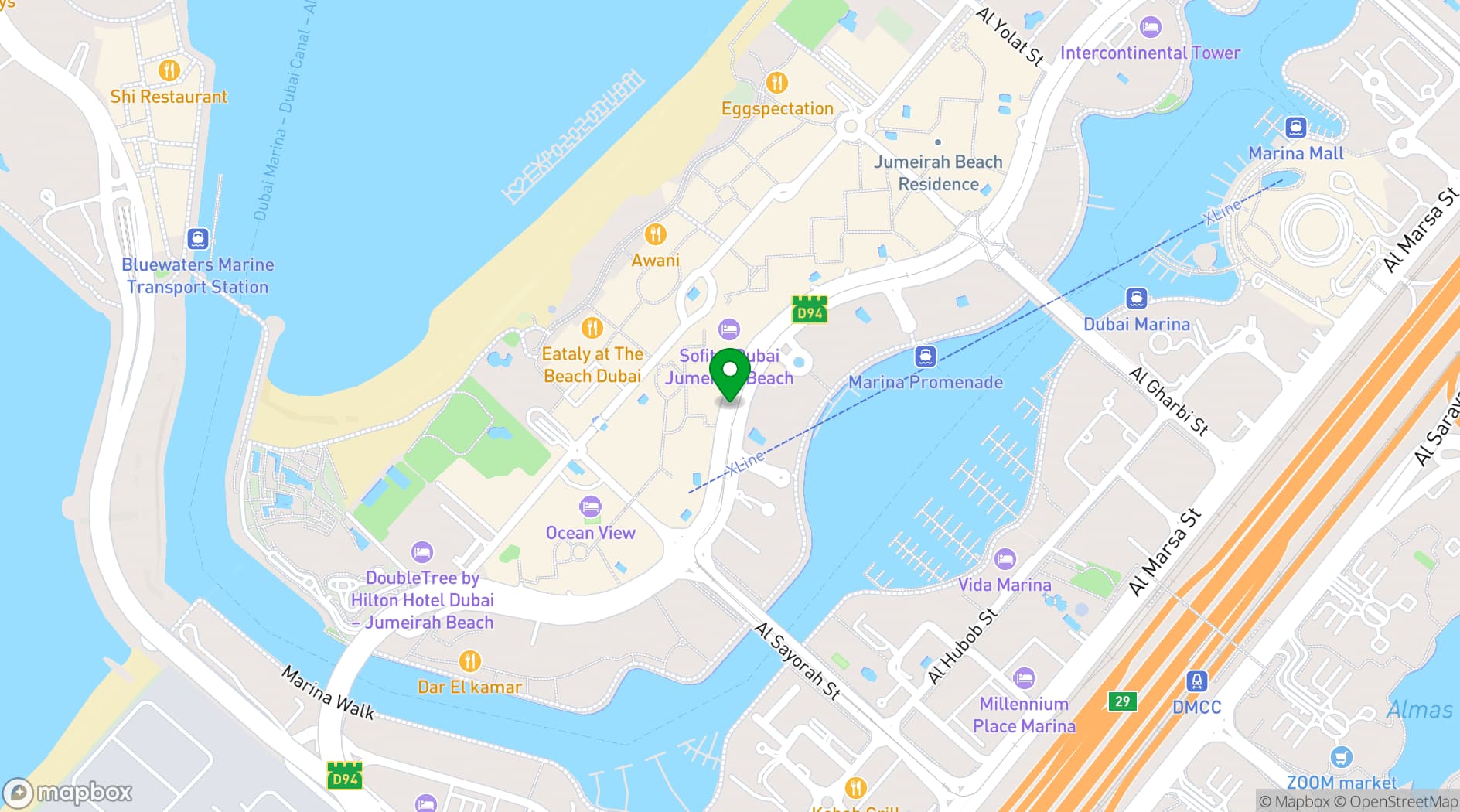Map showing One&Only Royal Mirage