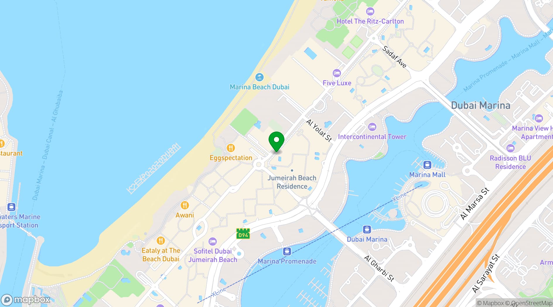 Map showing Hilton Dubai The Walk