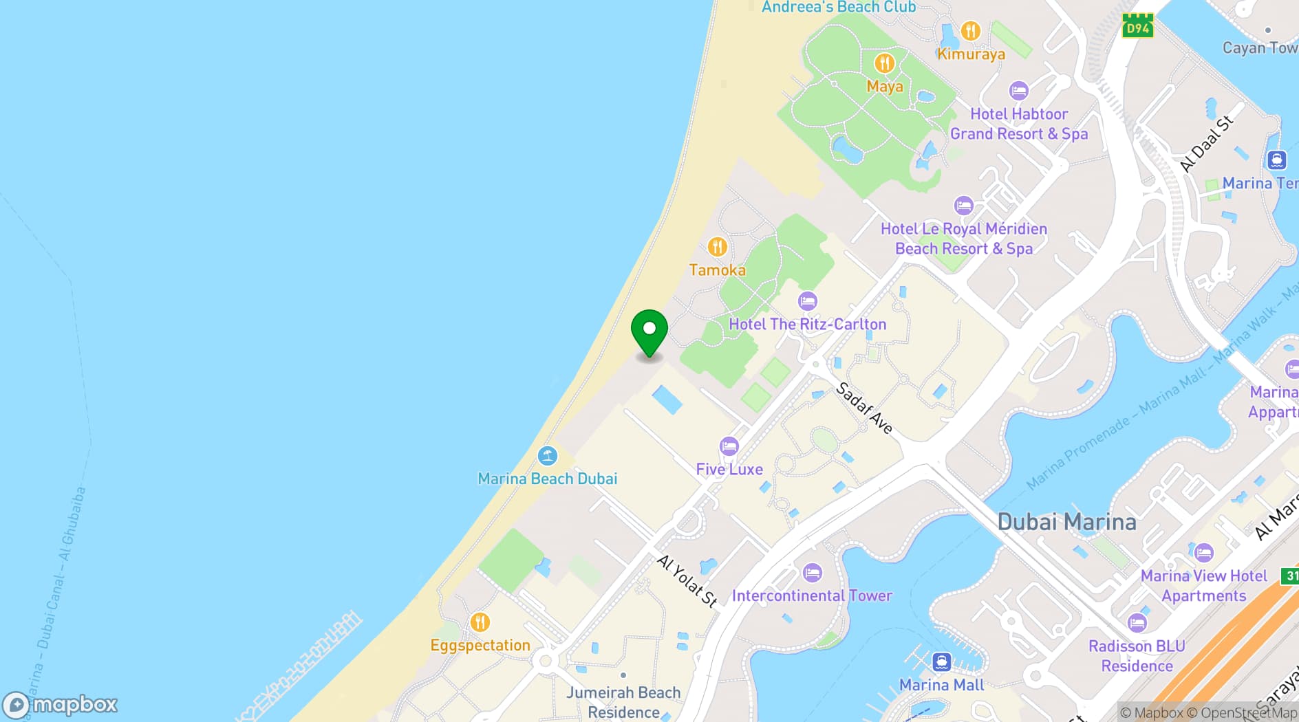 Map showing FIVE LUXE JBR