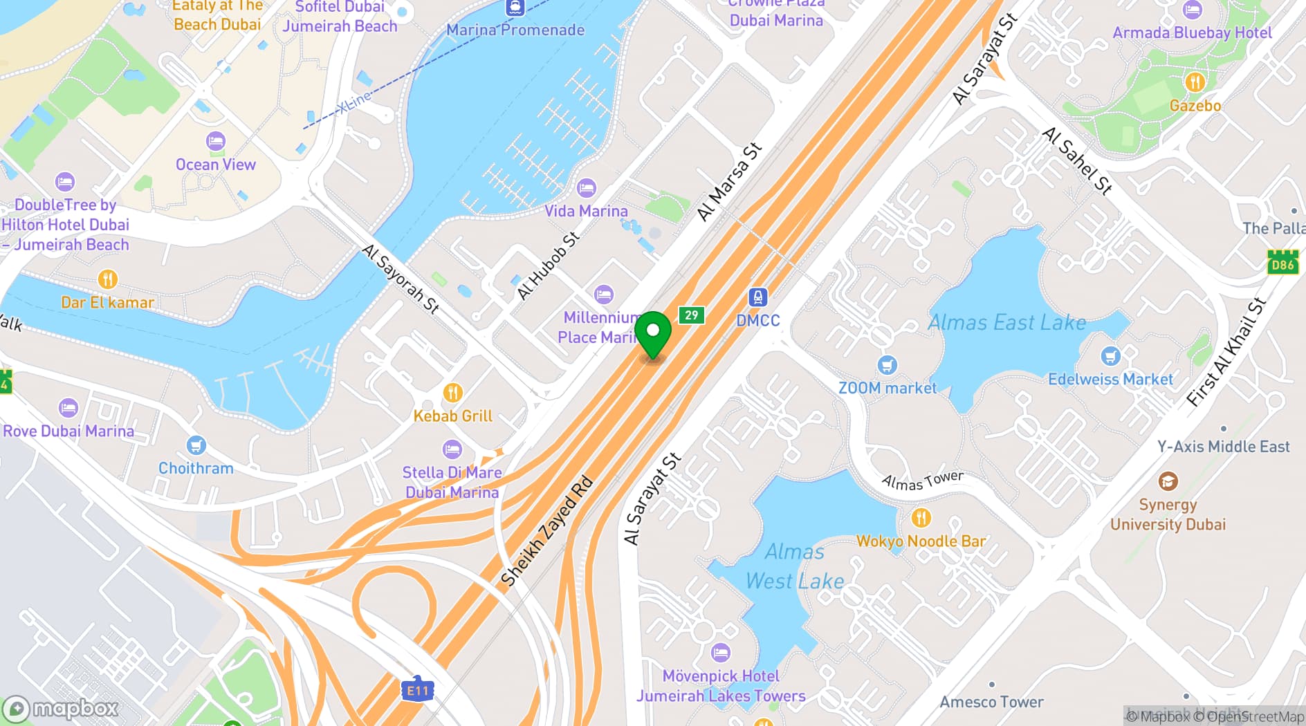 Map showing Shangri-La Hotel Dubai