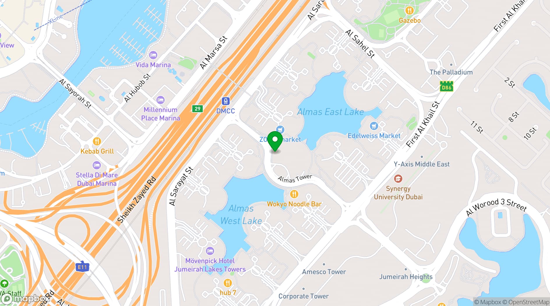 Map showing Almas Conference Centre