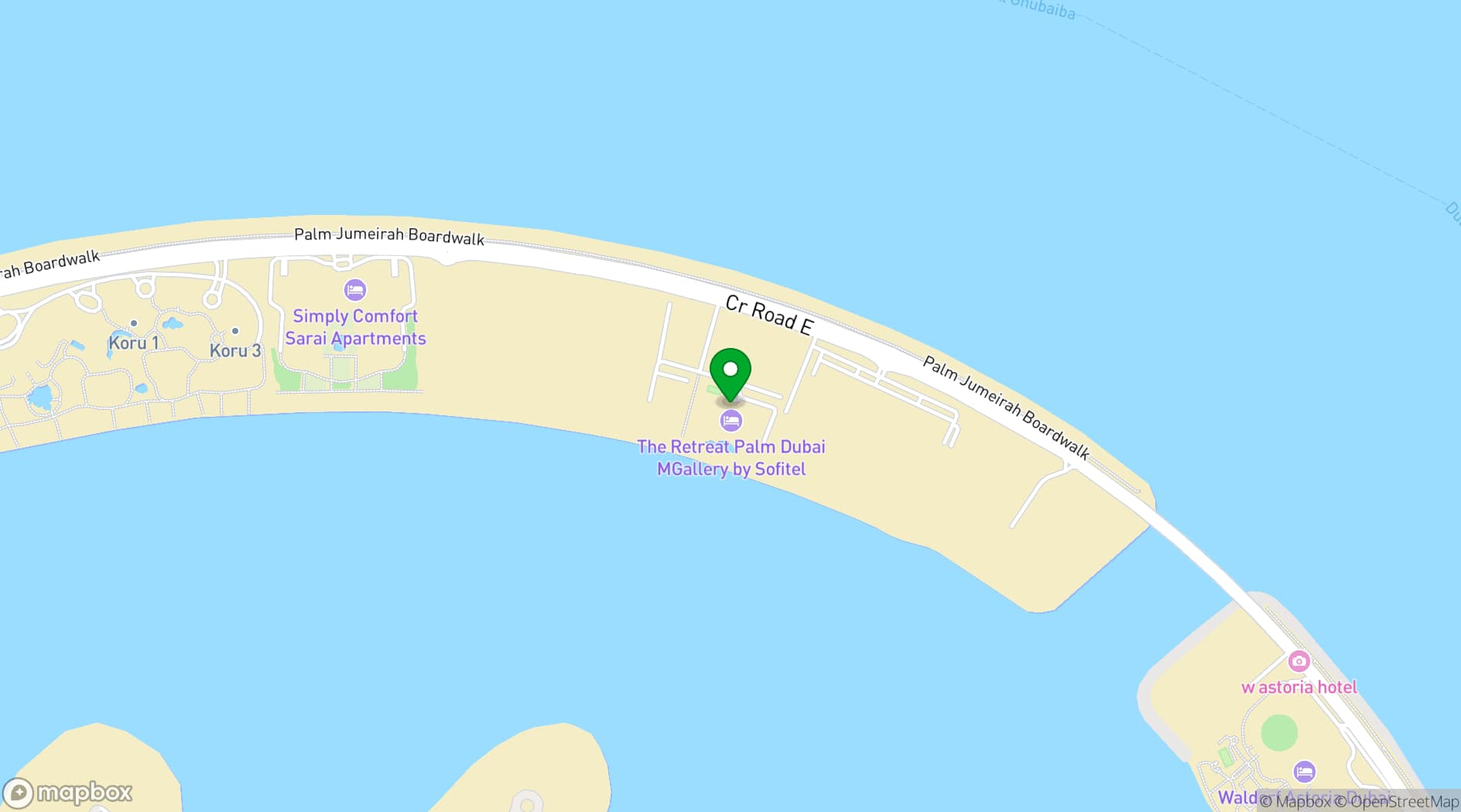Map showing The Retreat Palm Dubai MGallery by Sofitel