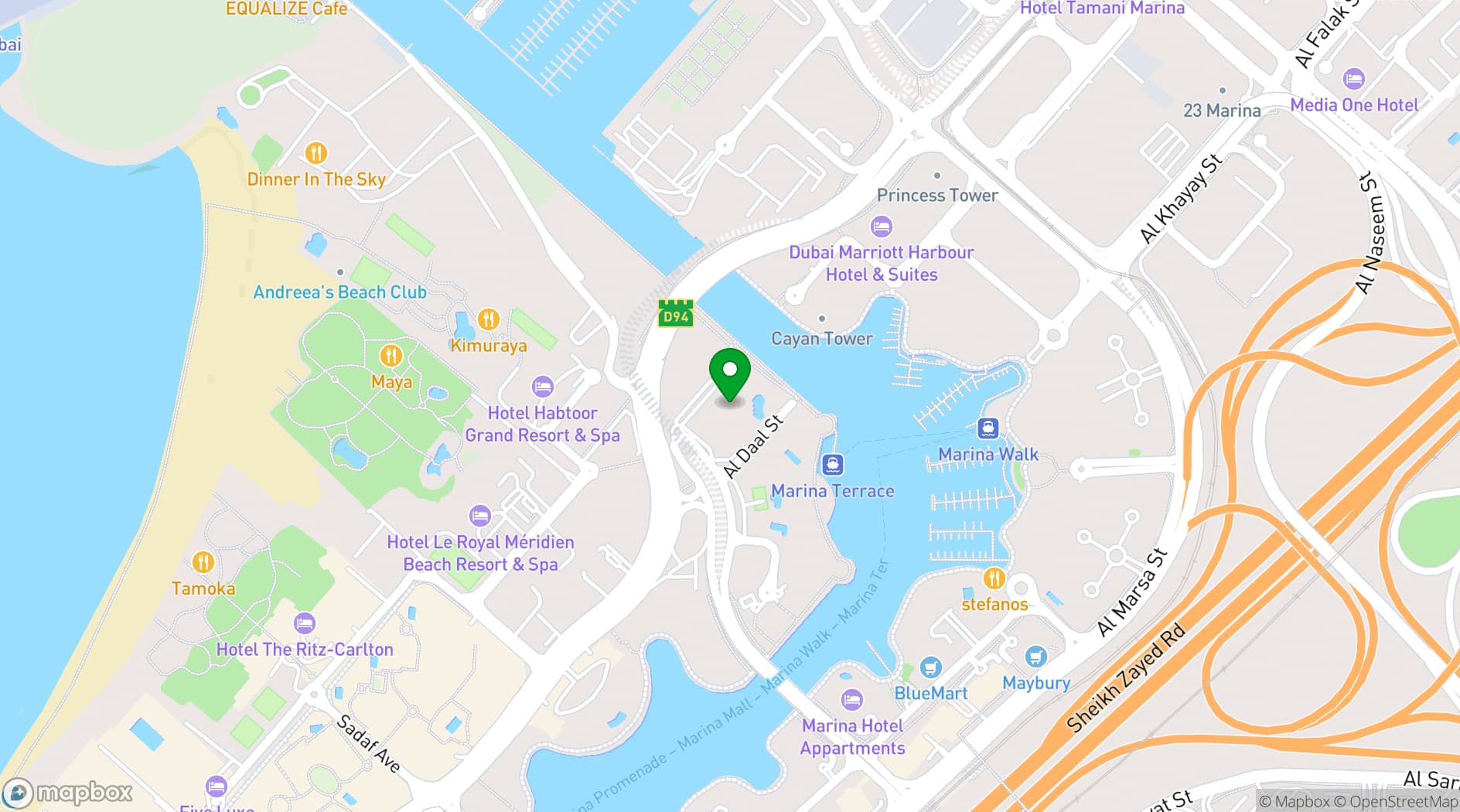 Map showing Grosvenor House, a Luxury Collection Hotel, Dubai