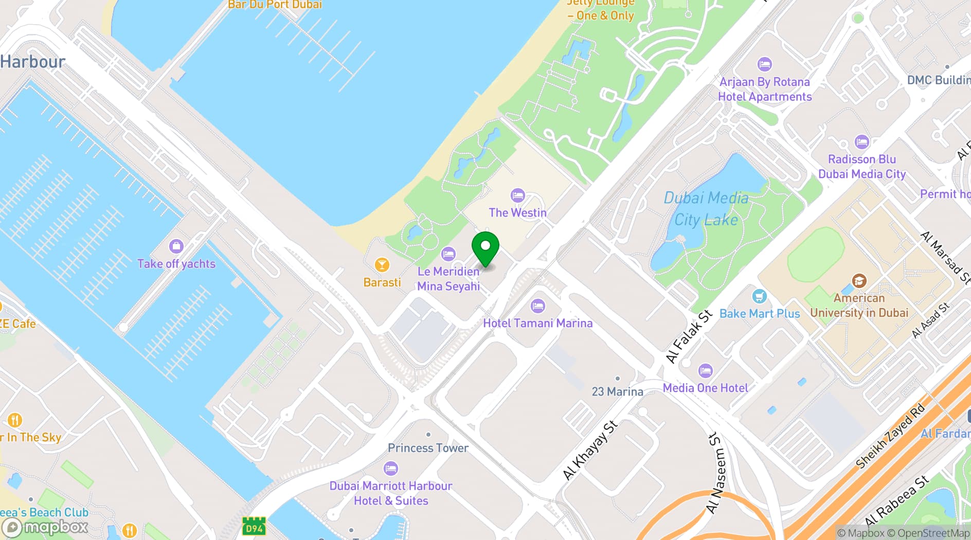 Map showing W Dubai – Mina Seyahi