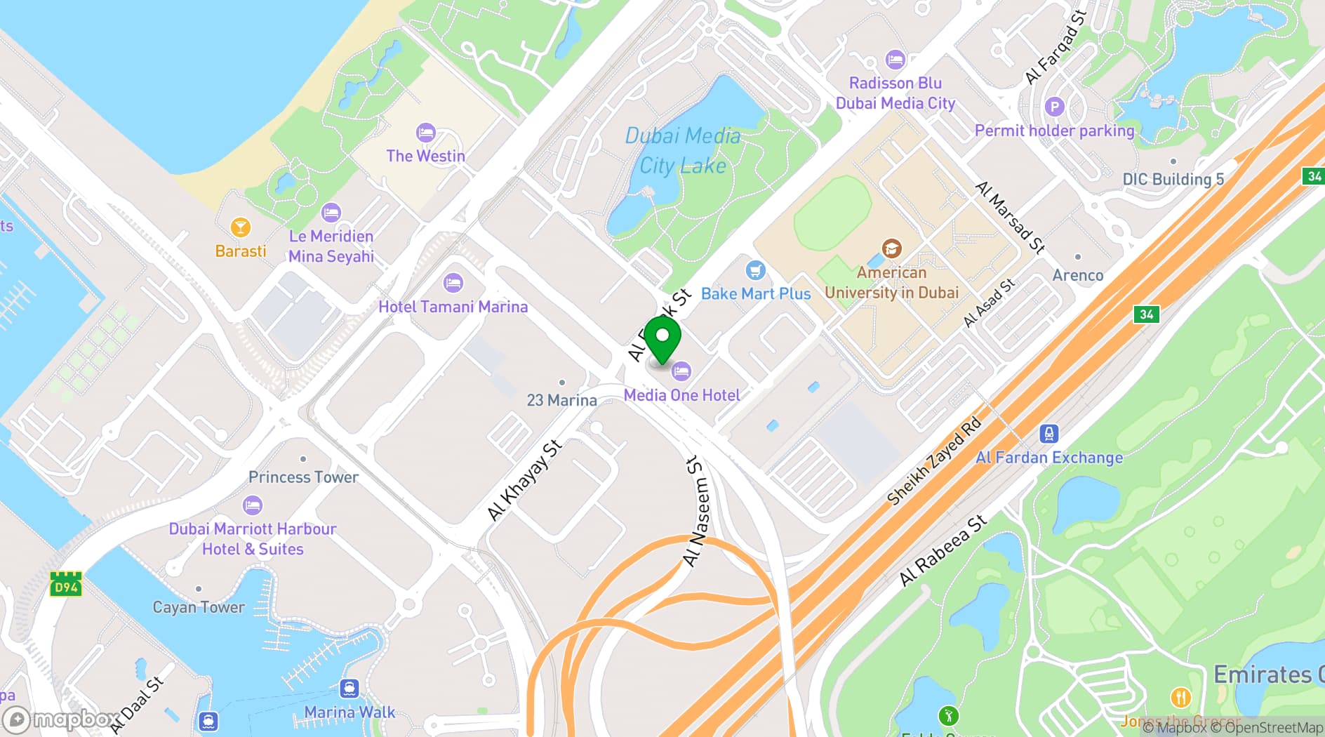 Map showing Media One Hotel